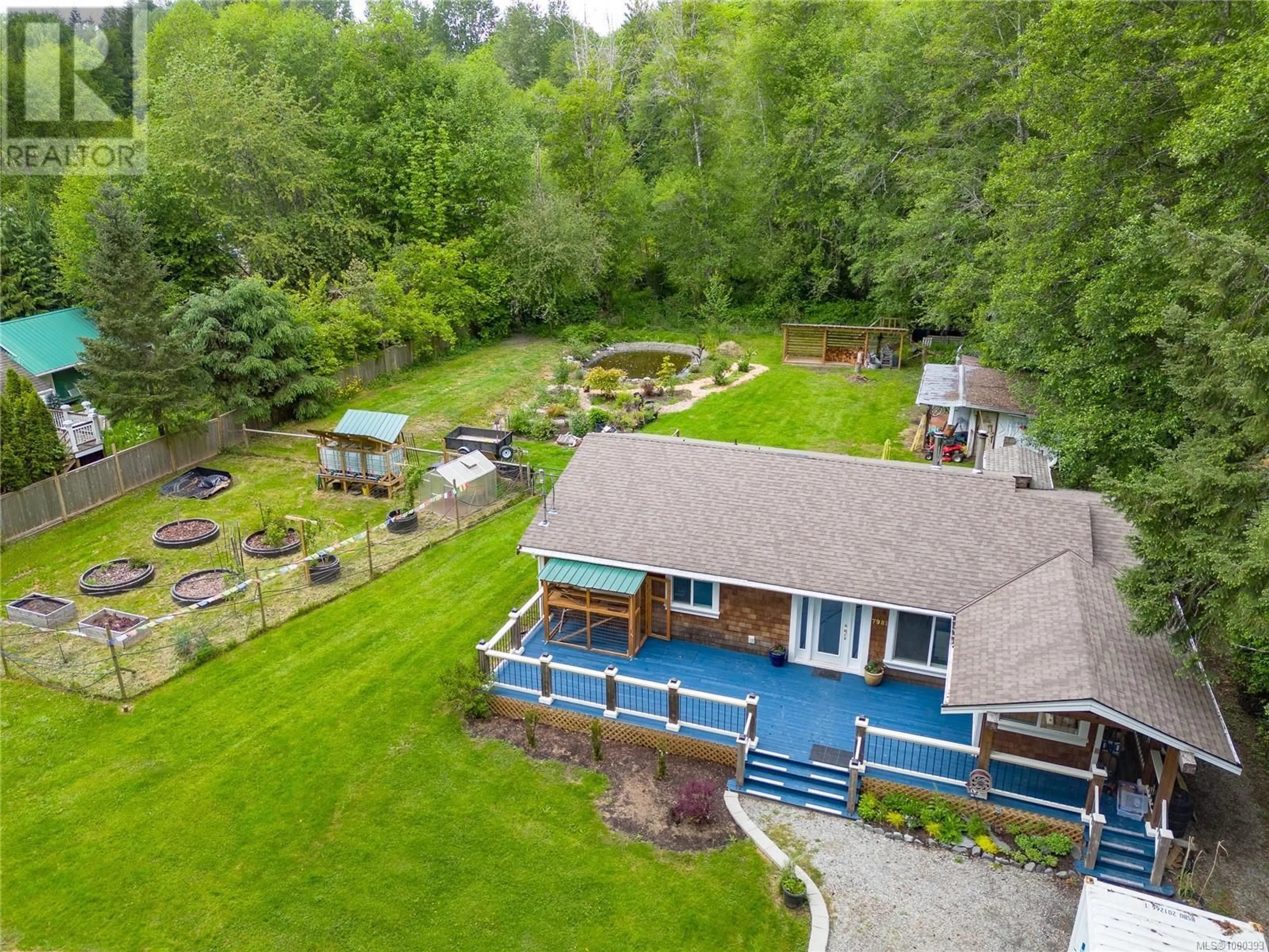 A pic from outside/outdoor area/front of a property/back of a property/a pic from drone, water/lake/river/ocean view for 7981 GREENDALE ROAD, Lake Cowichan British Columbia V0R2G0