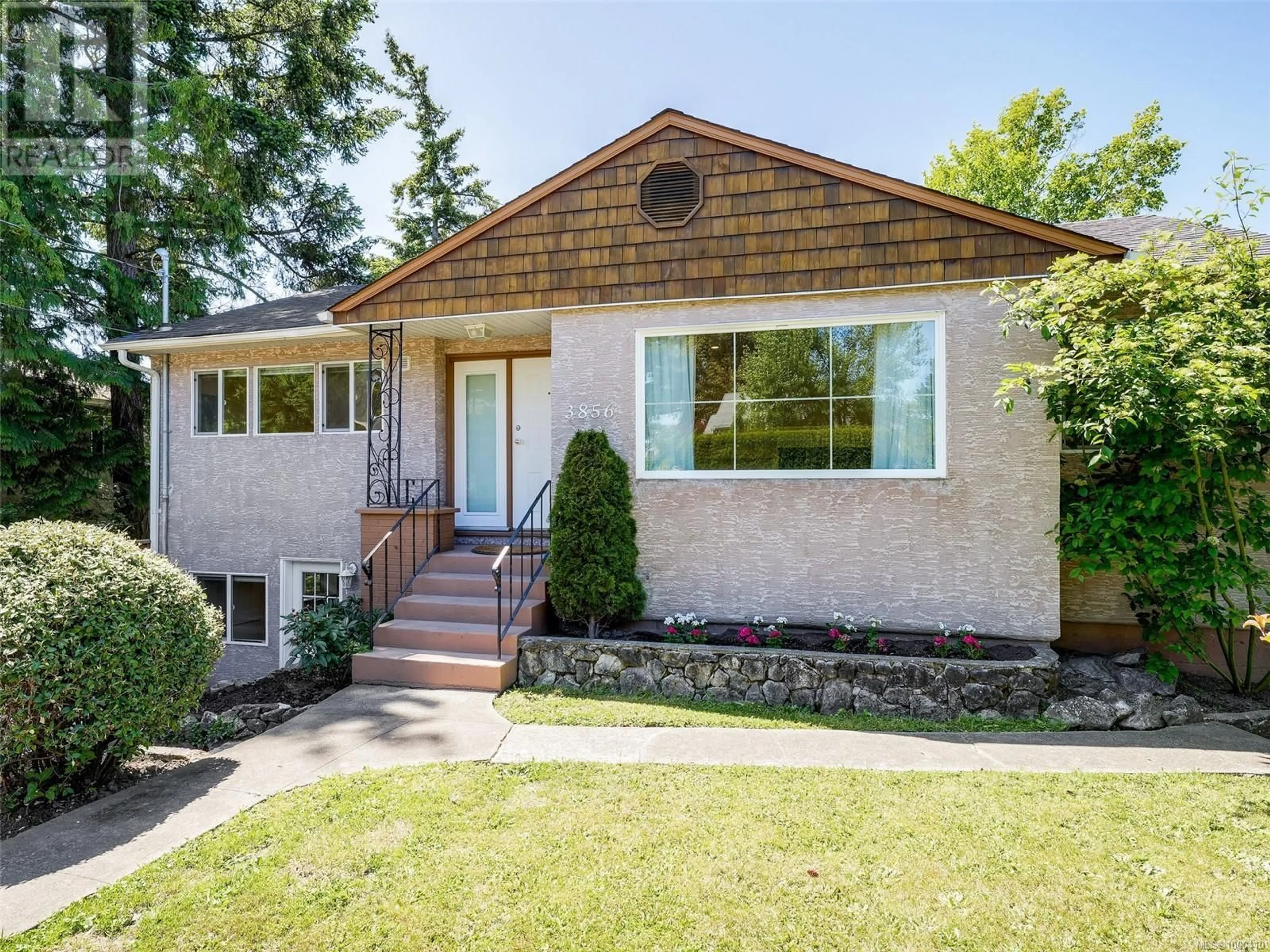 Home with brick exterior material, street for 3856 CAREY ROAD, Saanich British Columbia V8Z4C7