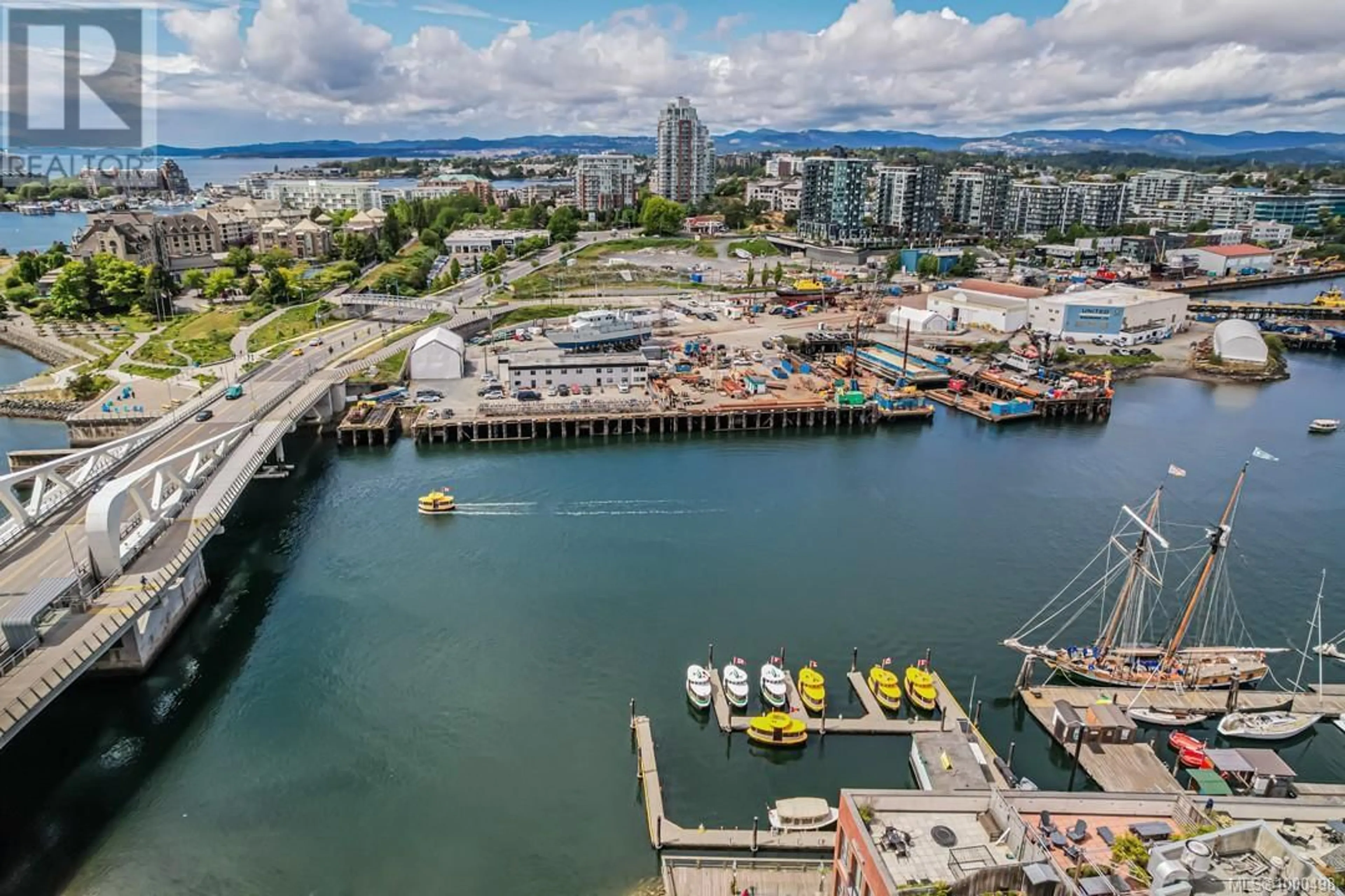A pic from outside/outdoor area/front of a property/back of a property/a pic from drone, water/lake/river/ocean view for 806 - 1628 STORE STREET, Victoria British Columbia V8W1V3