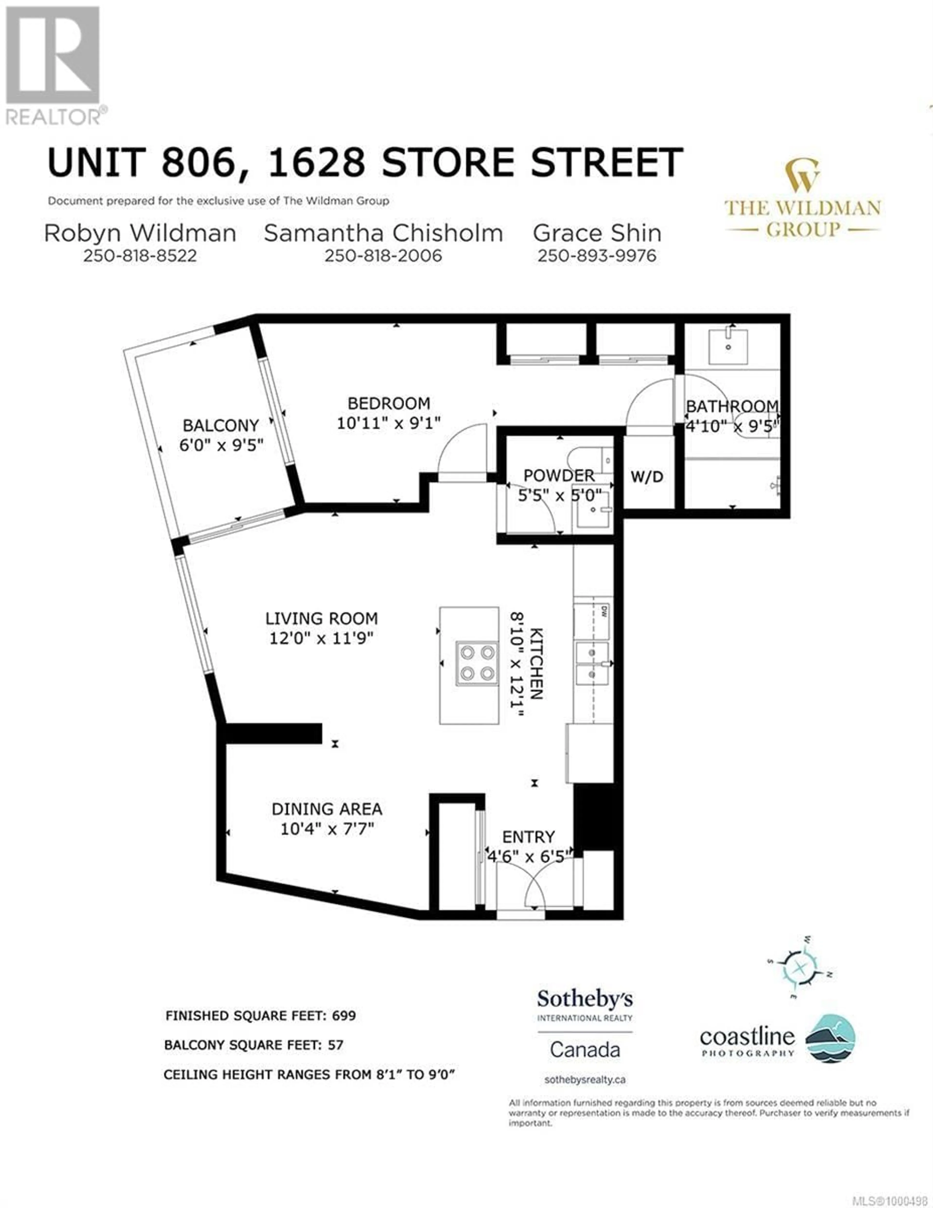 Floor plan for 806 - 1628 STORE STREET, Victoria British Columbia V8W1V3