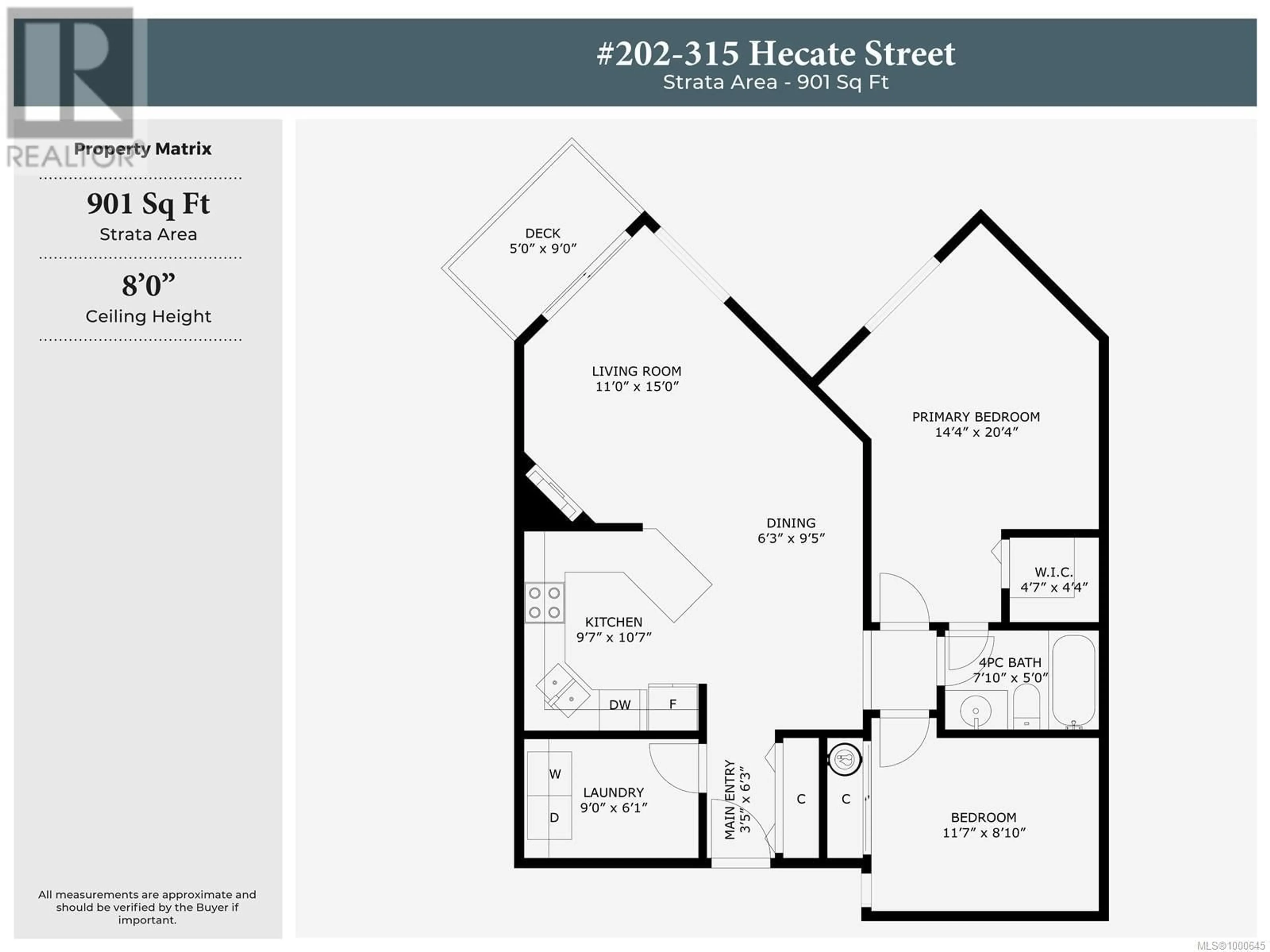 Floor plan for 202 - 315 HECATE STREET, Nanaimo British Columbia V9R2J9