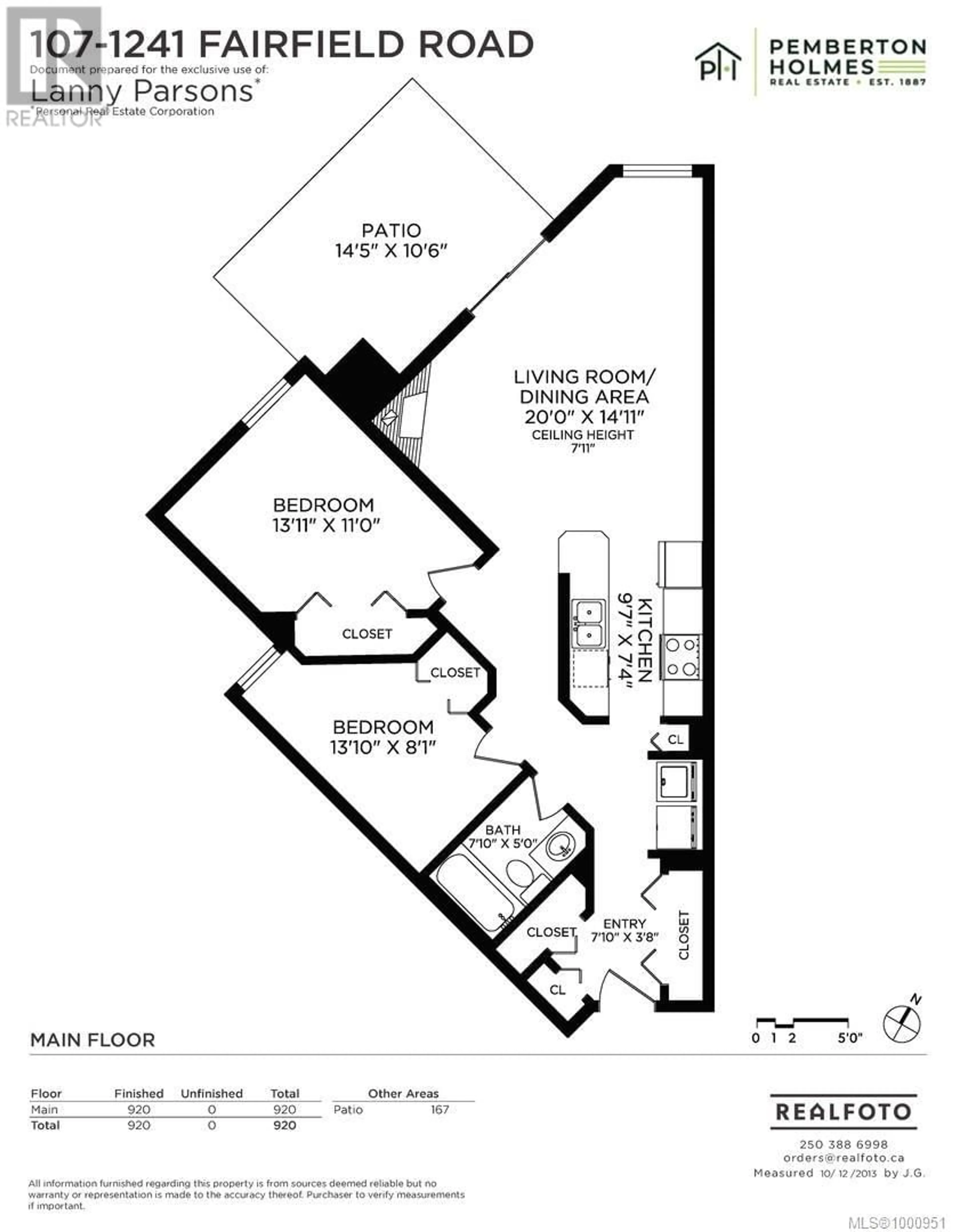 Floor plan for 107 - 1241 FAIRFIELD ROAD, Victoria British Columbia V8V3B3