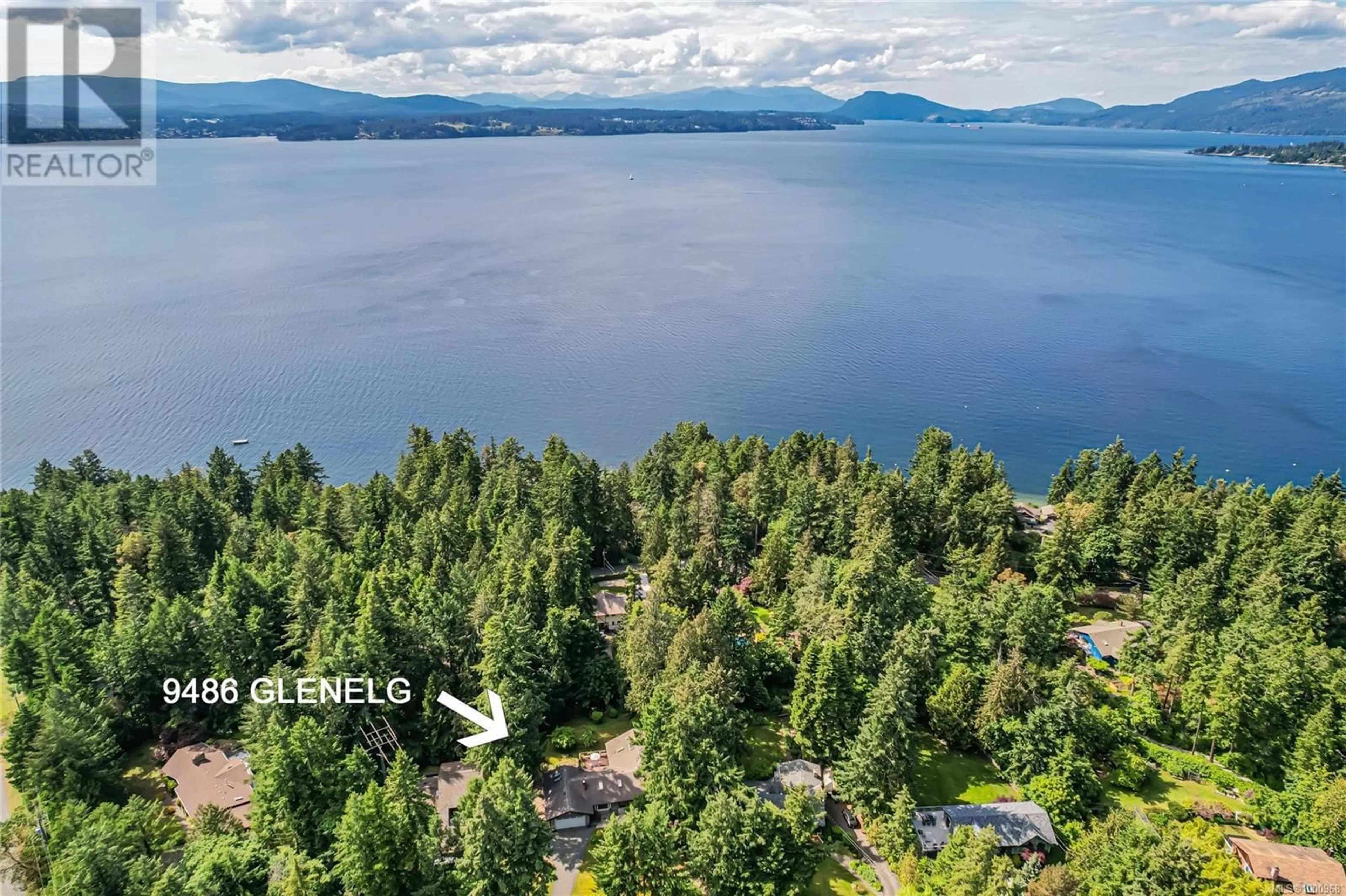 A pic from outside/outdoor area/front of a property/back of a property/a pic from drone, water/lake/river/ocean view for 9486 GLENELG AVENUE, North Saanich British Columbia V8L5G9