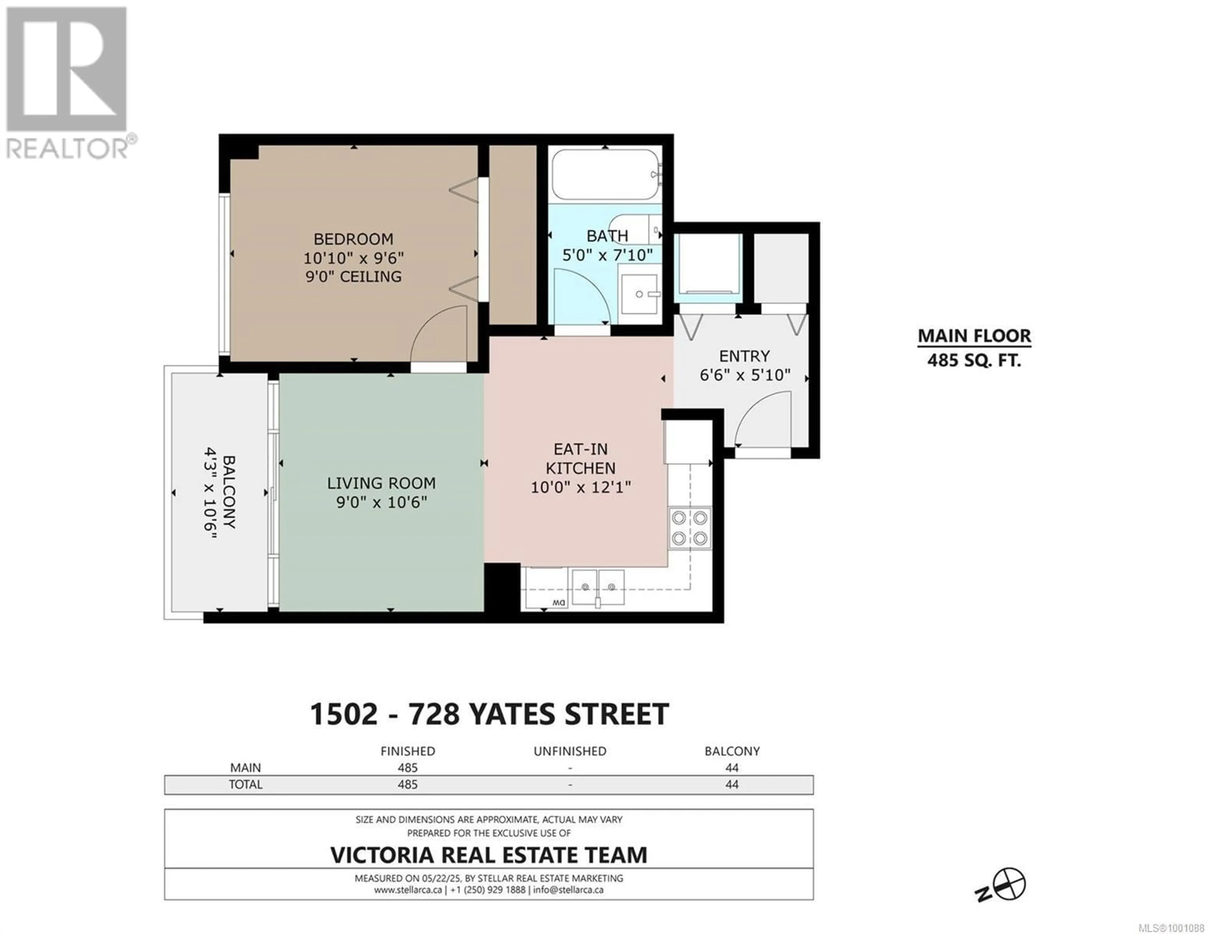 Floor plan for 1502 - 728 YATES STREET, Victoria British Columbia V8W0C8
