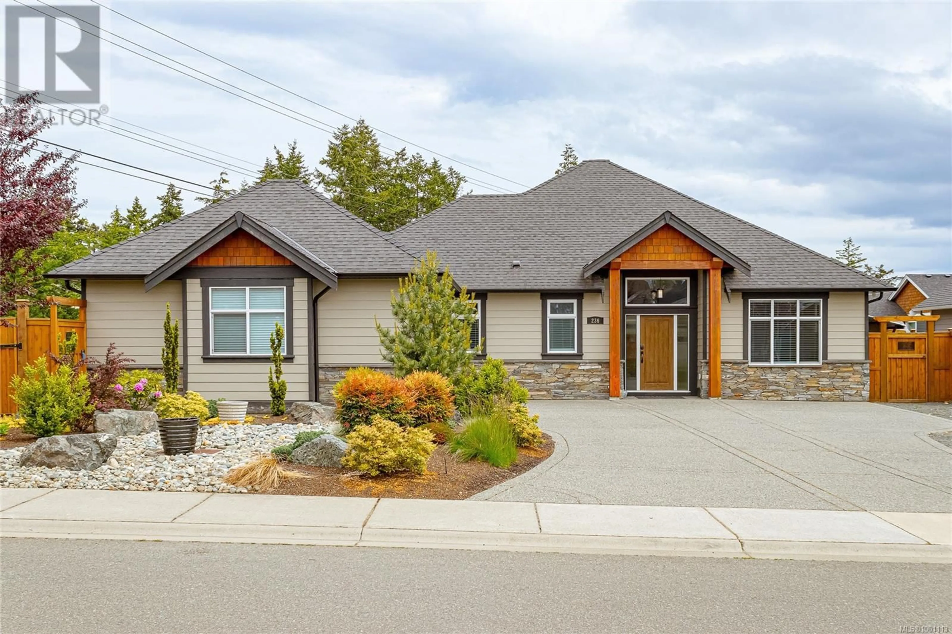 Home with vinyl exterior material, street for 236 AMITY WAY, Parksville British Columbia V9P0E7