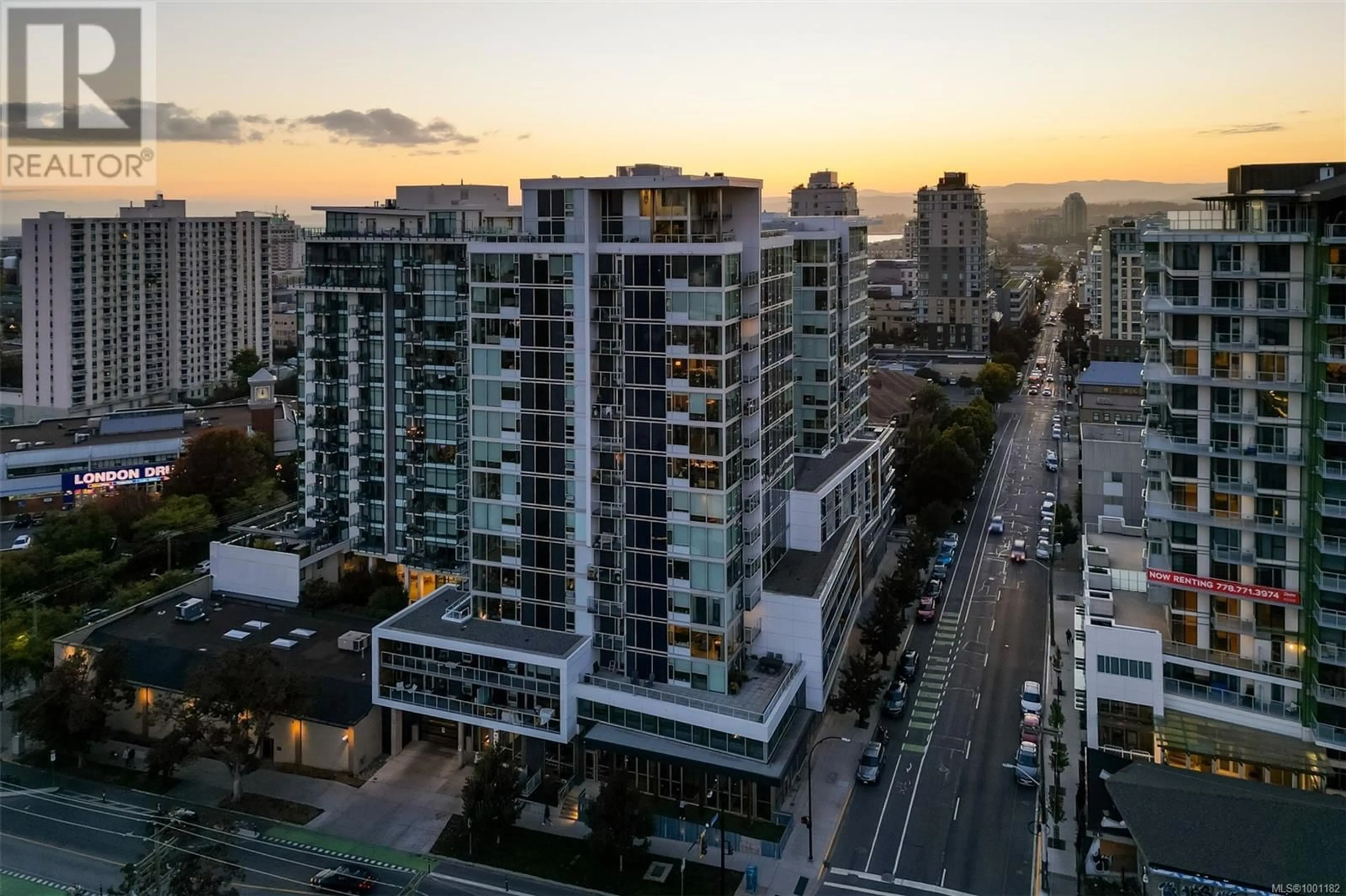 A pic from outside/outdoor area/front of a property/back of a property/a pic from drone, city buildings view from balcony for 1702 - 989 JOHNSON STREET, Victoria British Columbia V8V0E3