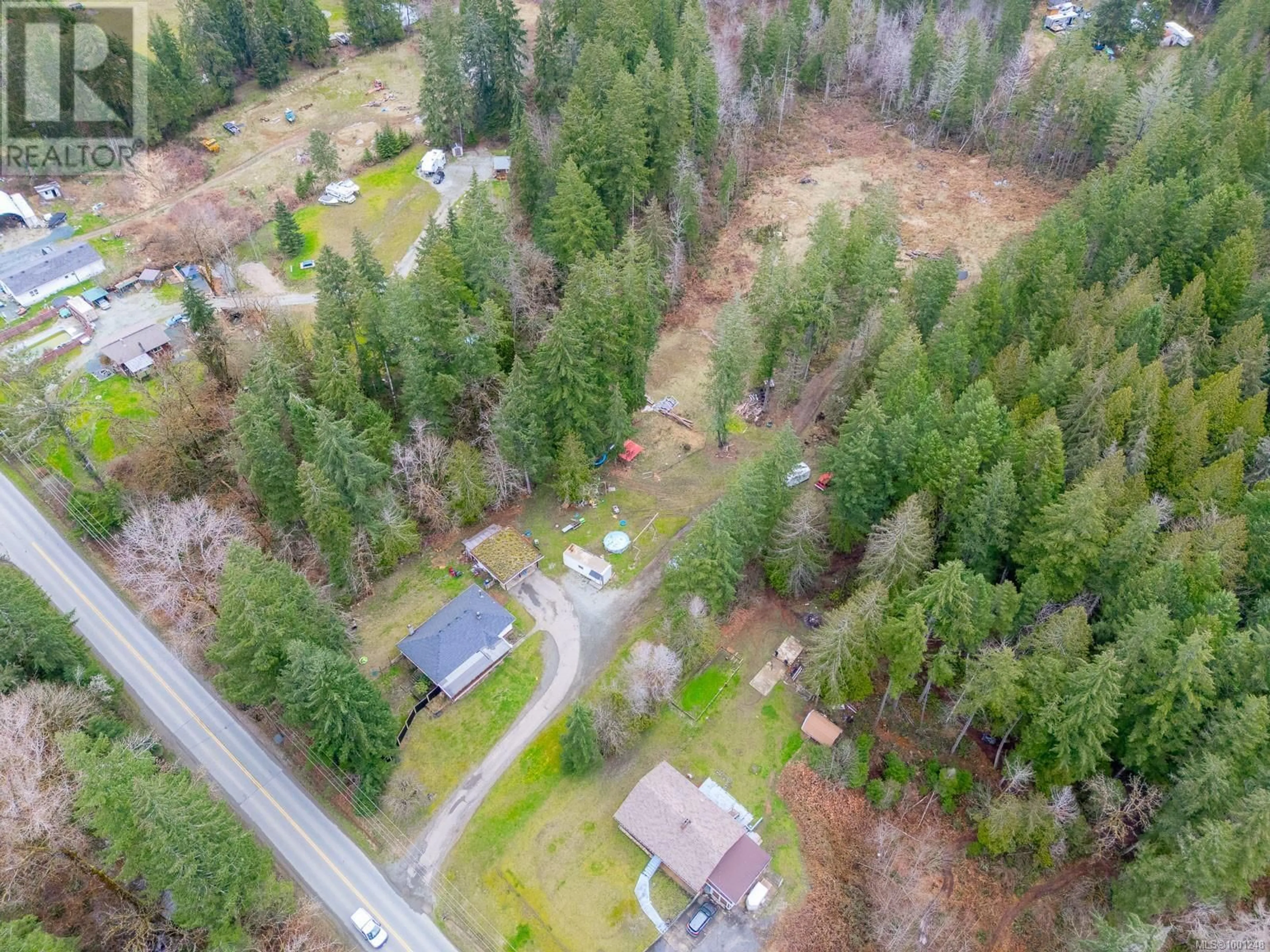A pic from outside/outdoor area/front of a property/back of a property/a pic from drone, forest/trees view for 6629 BEAVER CREEK ROAD, Port Alberni British Columbia V9Y8L6