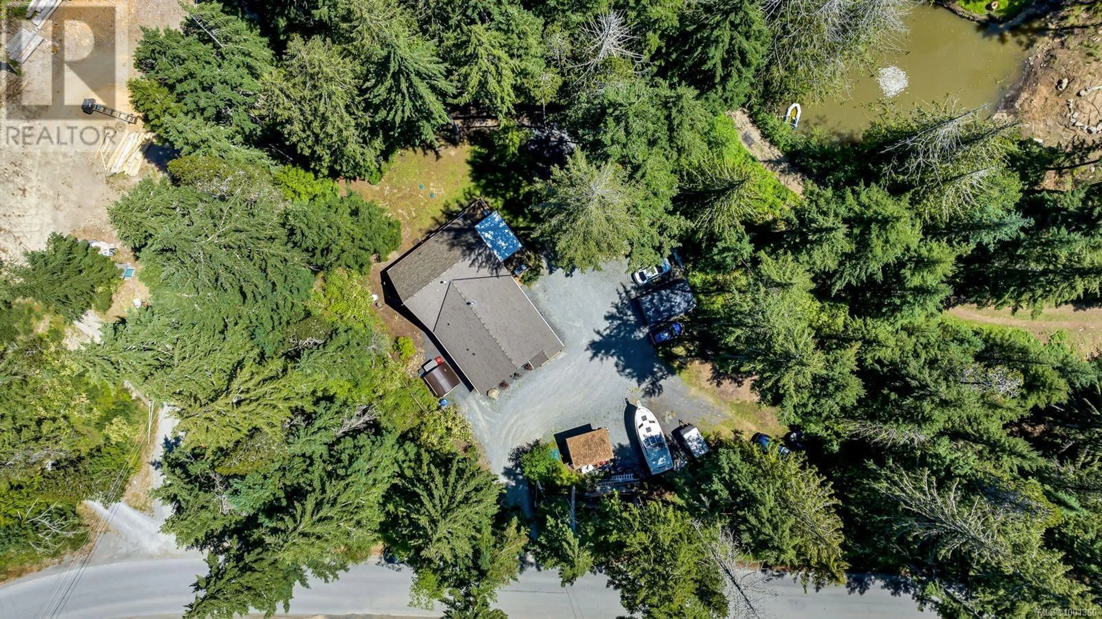 A pic from outside/outdoor area/front of a property/back of a property/a pic from drone, forest/trees view for 905 WHITTAKER ROAD, Malahat British Columbia V0R2L0