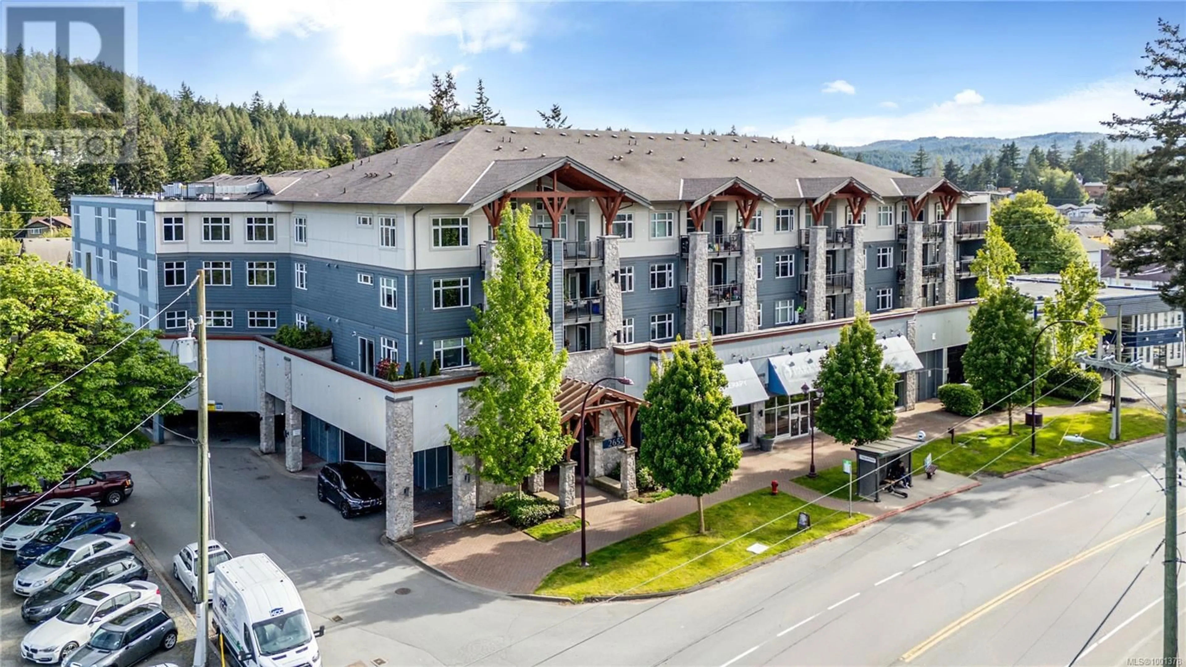 A pic from outside/outdoor area/front of a property/back of a property/a pic from drone, mountain view for 310 - 2655 SOOKE ROAD, Langford British Columbia V9B1Y3