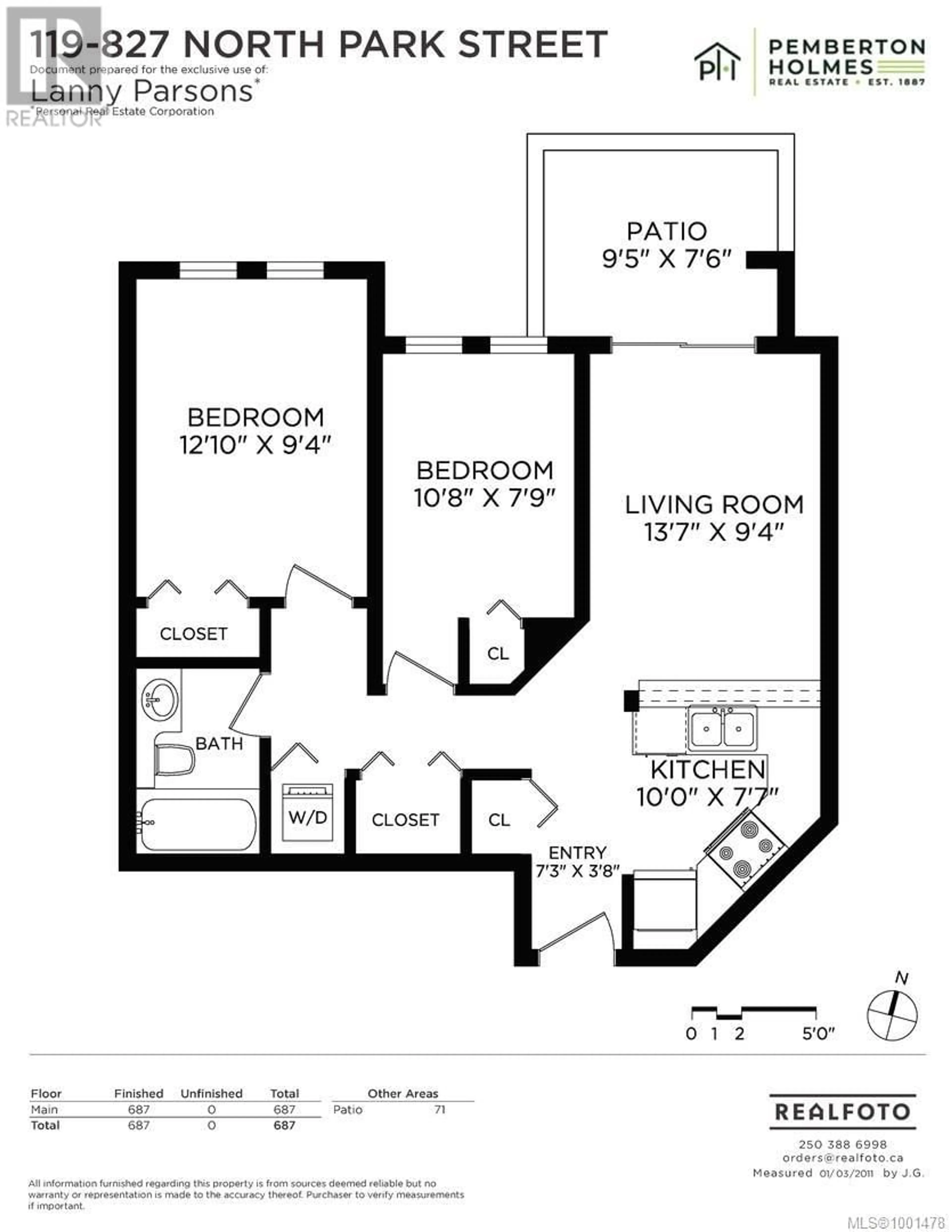 Floor plan for 119 - 827 NORTH PARK STREET, Victoria British Columbia V8W3Y3