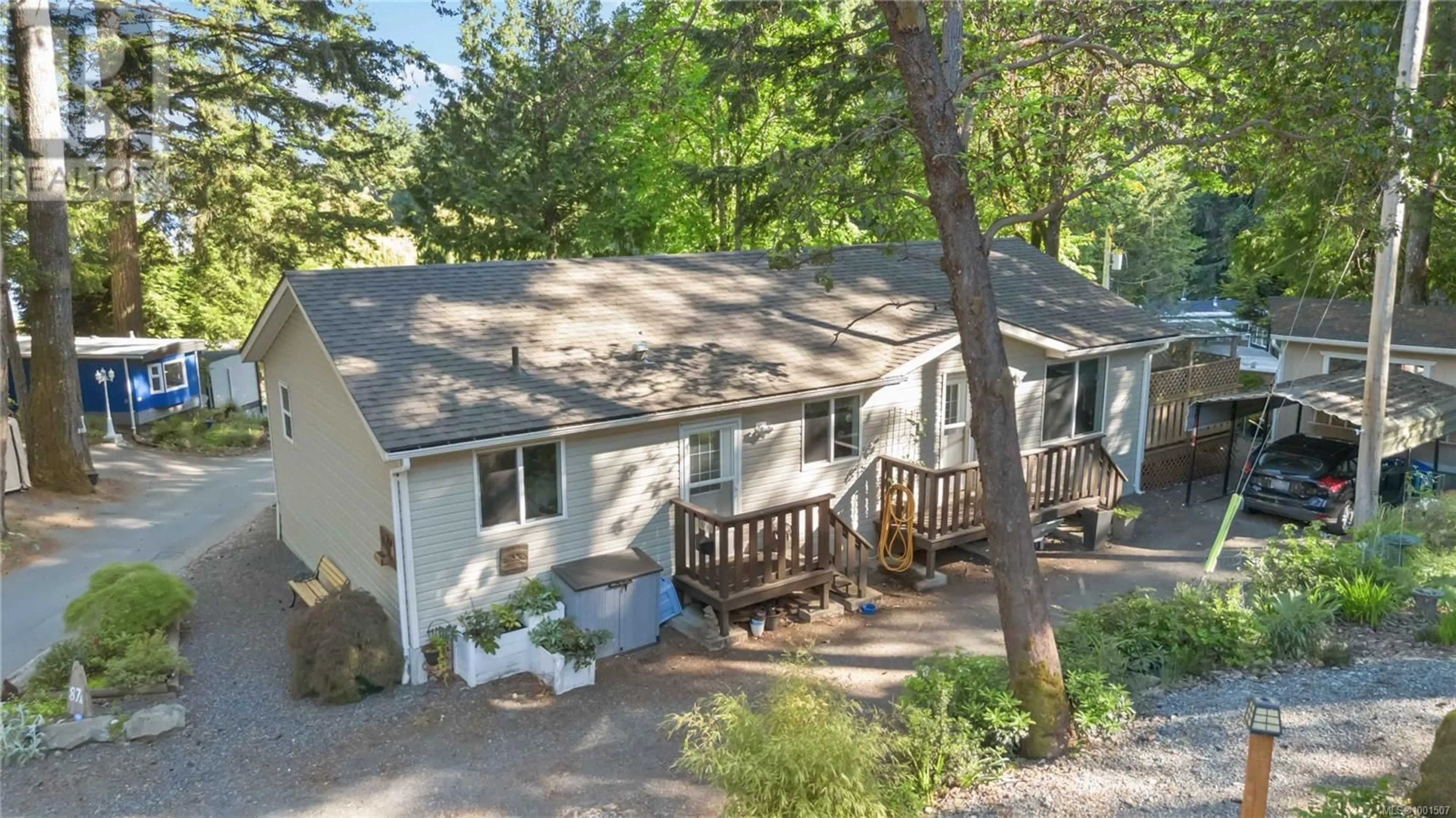 A pic from outside/outdoor area/front of a property/back of a property/a pic from drone, street for 87A - 2500 FLORENCE LAKE ROAD, Langford British Columbia V9B4H2