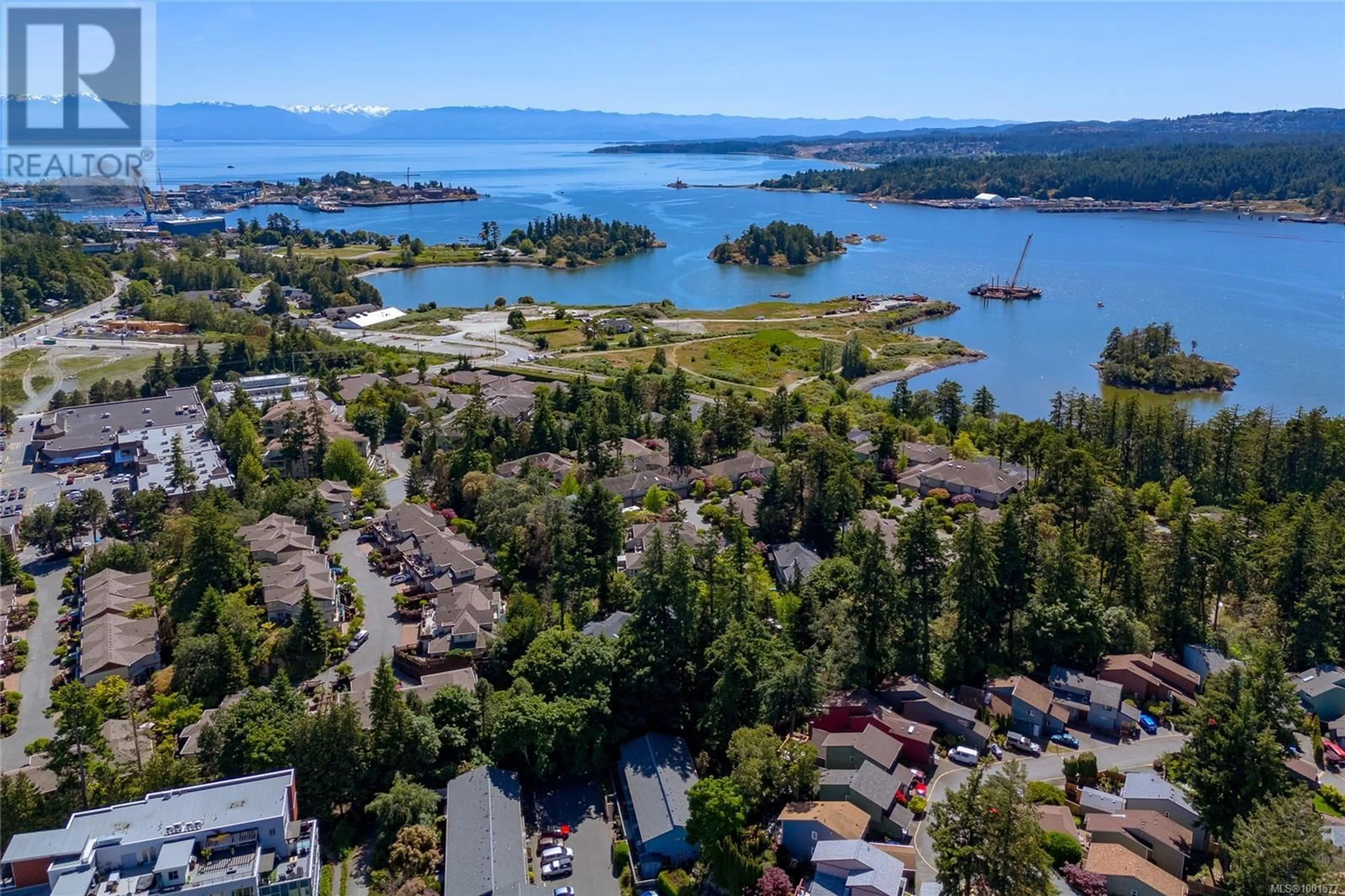 A pic from outside/outdoor area/front of a property/back of a property/a pic from drone, water/lake/river/ocean view for 58 - 118 ALDERSMITH PLACE, View Royal British Columbia V9A7M9