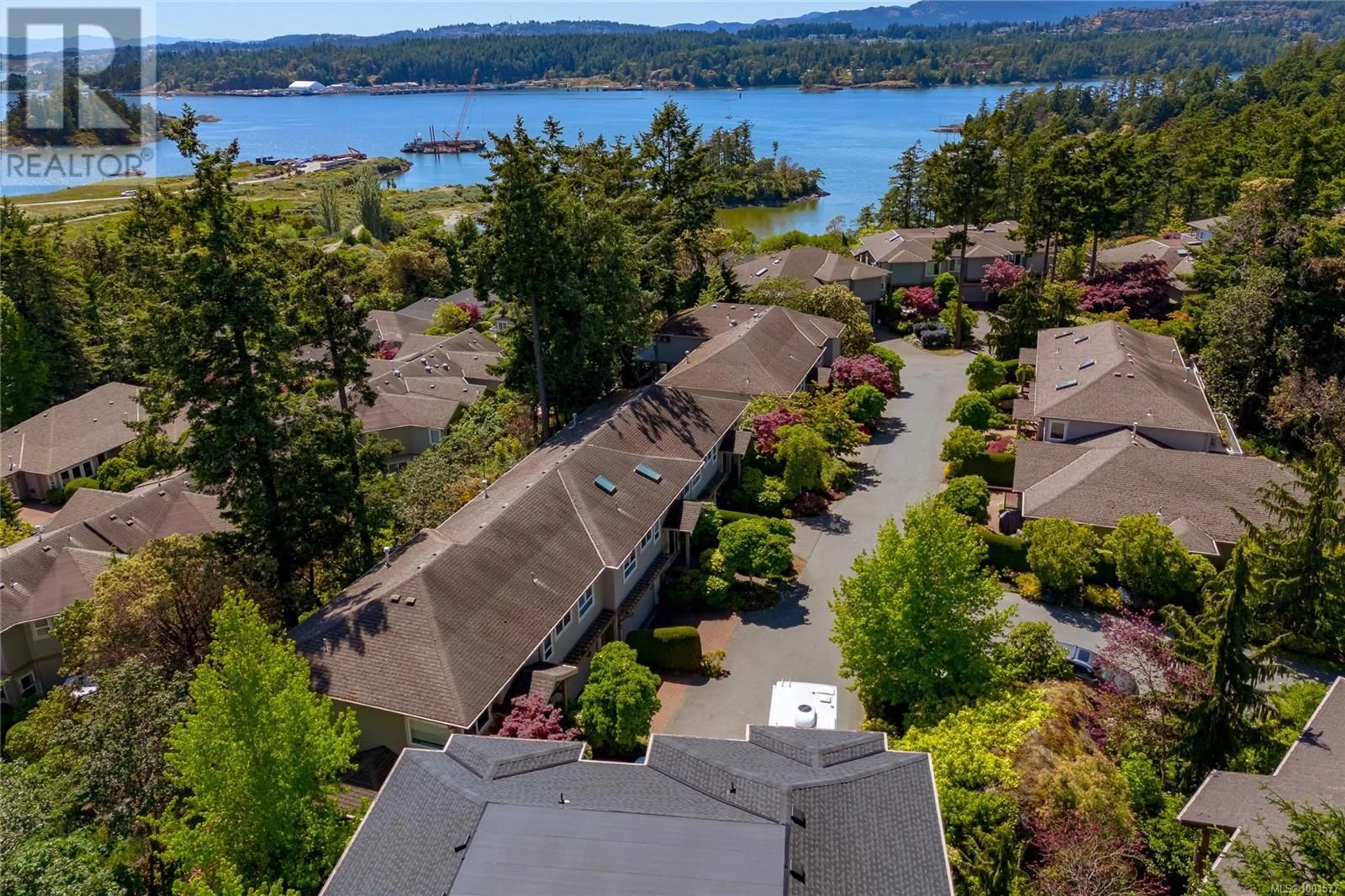 A pic from outside/outdoor area/front of a property/back of a property/a pic from drone, water/lake/river/ocean view for 58 - 118 ALDERSMITH PLACE, View Royal British Columbia V9A7M9
