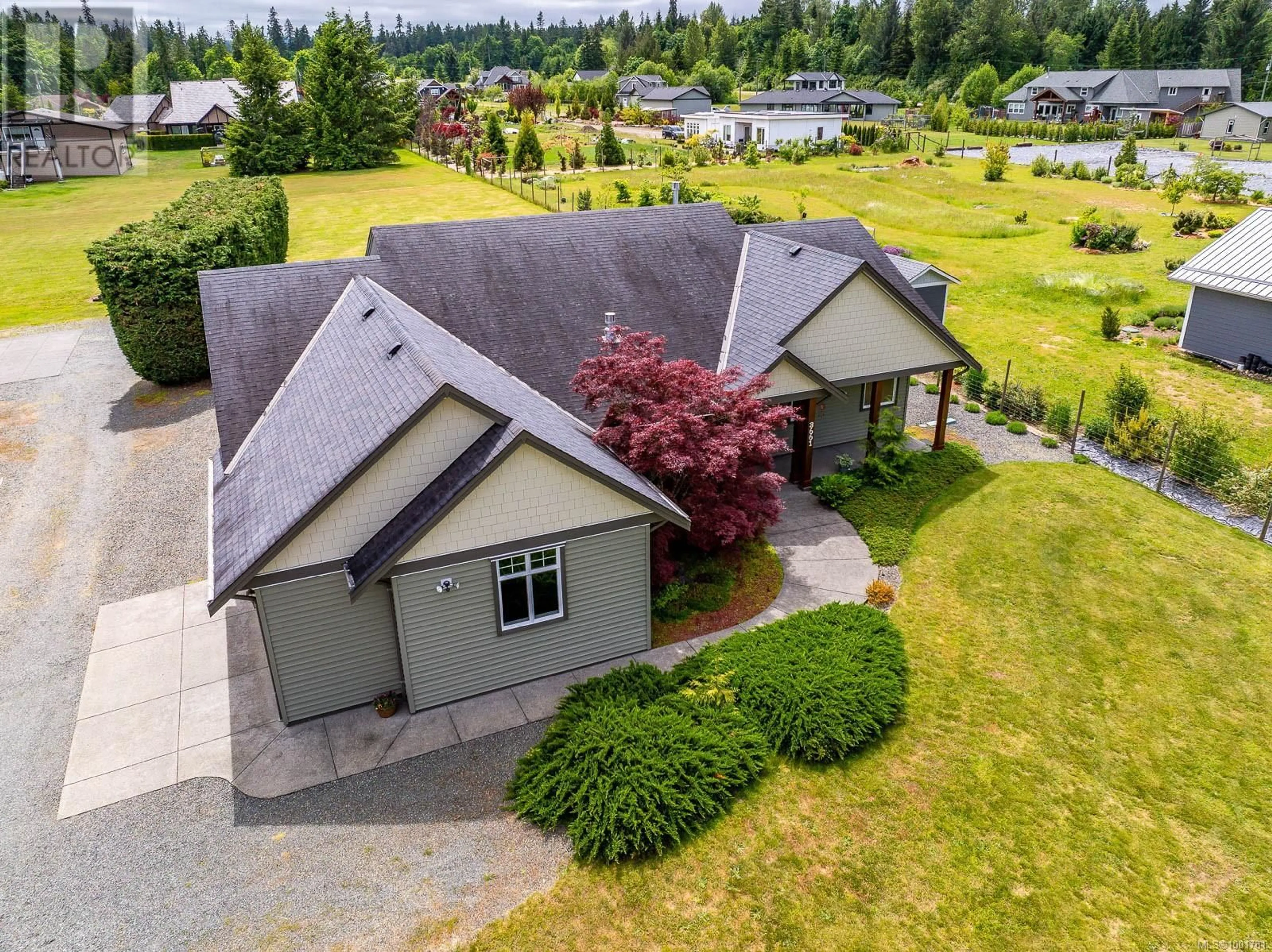 A pic from outside/outdoor area/front of a property/back of a property/a pic from drone, street for 3661 CAMERON ROAD, Courtenay British Columbia V9N9R5