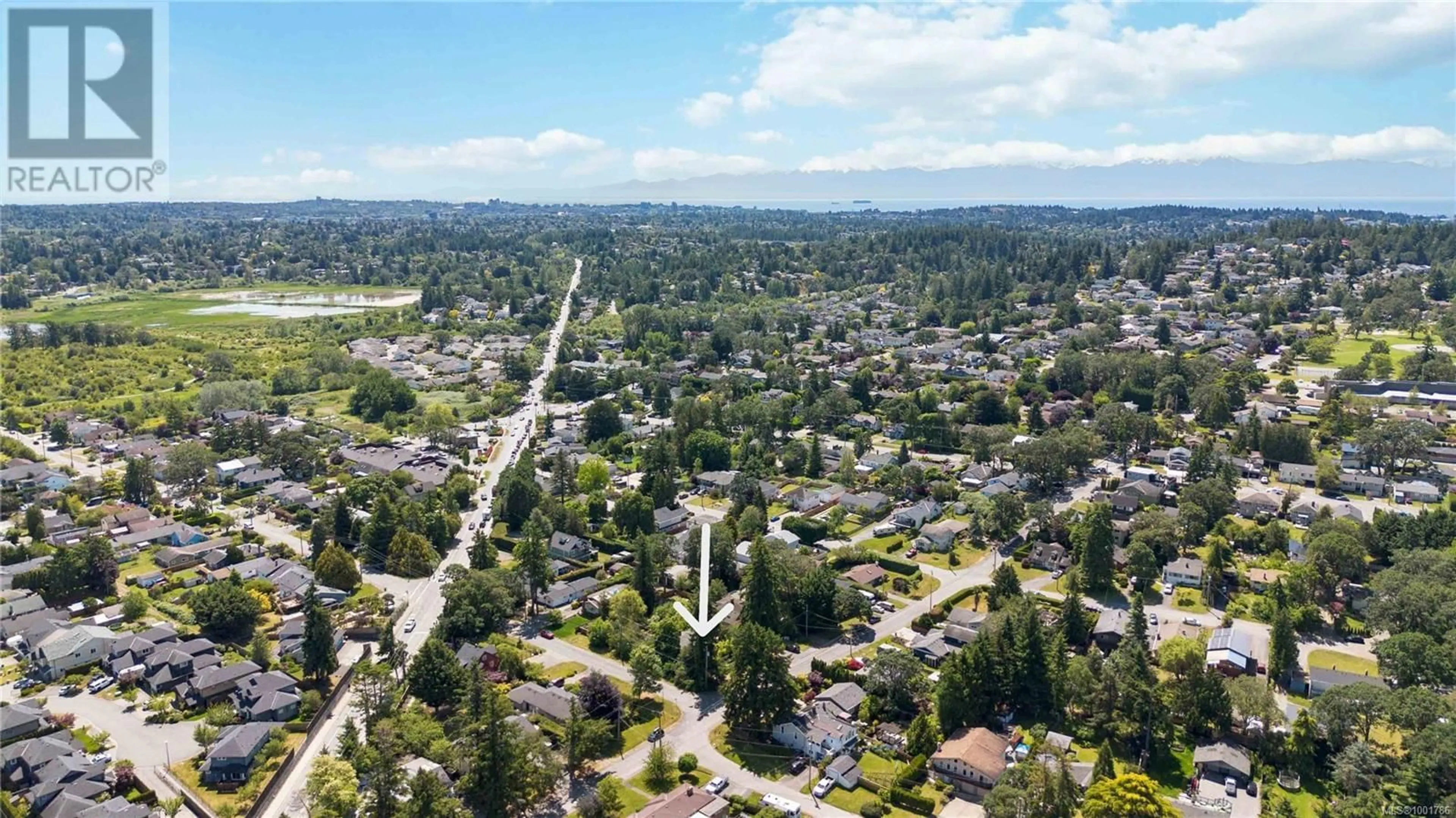 A pic from outside/outdoor area/front of a property/back of a property/a pic from drone, street for 4155 NORTH ROAD, Saanich British Columbia V8Z5H9