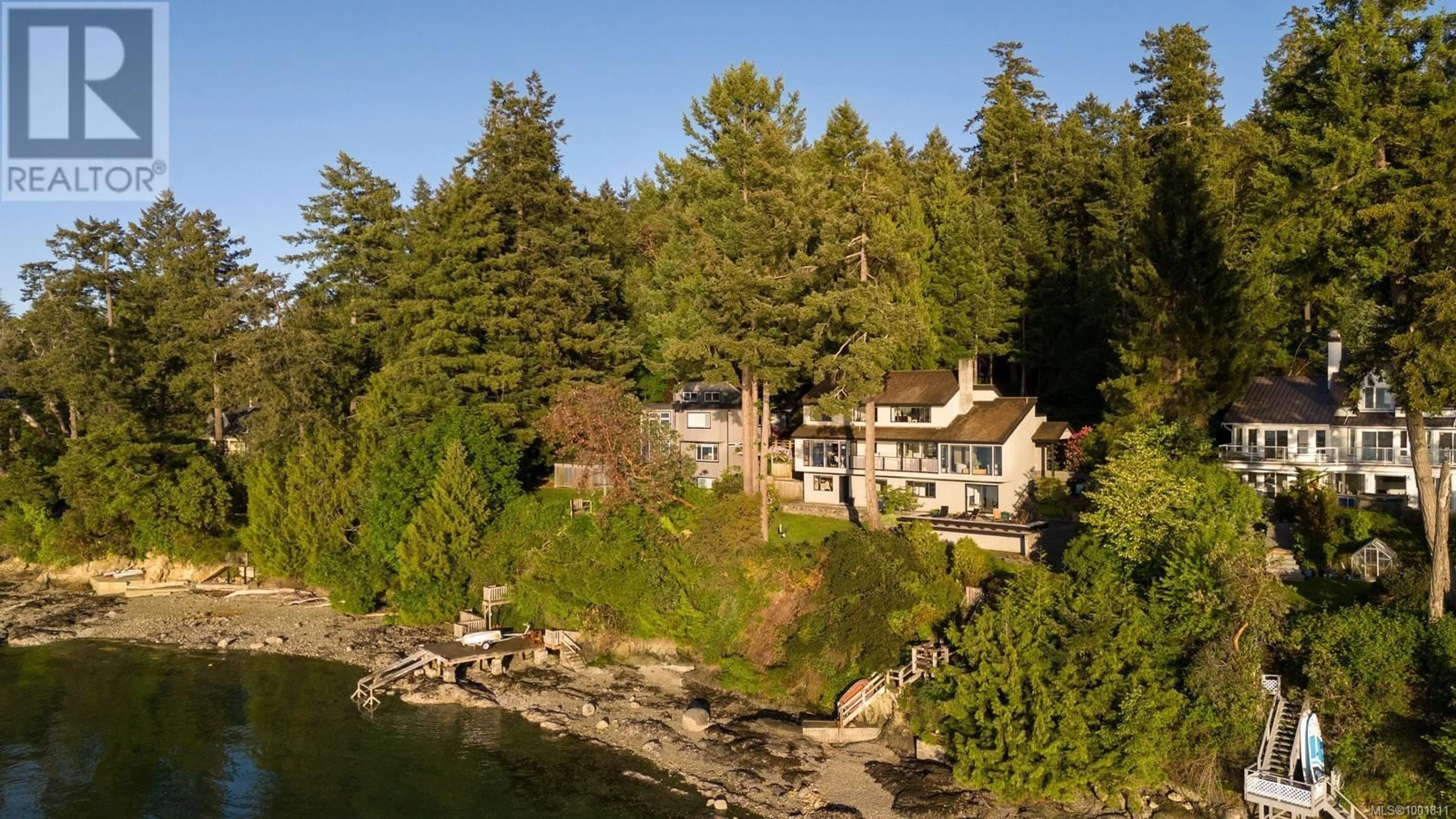 A pic from outside/outdoor area/front of a property/back of a property/a pic from drone, water/lake/river/ocean view for 9600 ARDMORE DRIVE, North Saanich British Columbia V8L5H5