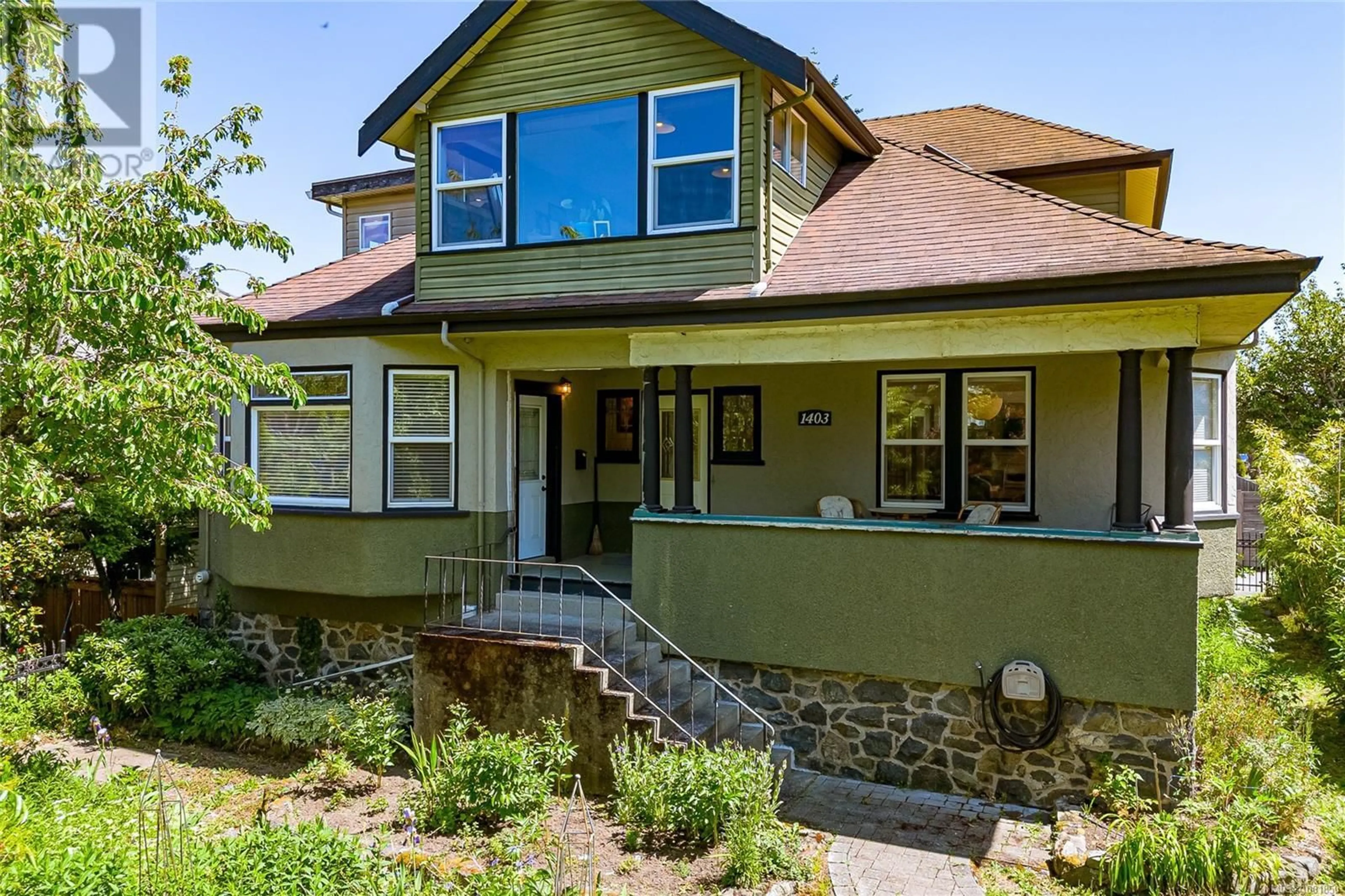 Home with vinyl exterior material, street for 1403 ARM STREET, Victoria British Columbia V9A4G8