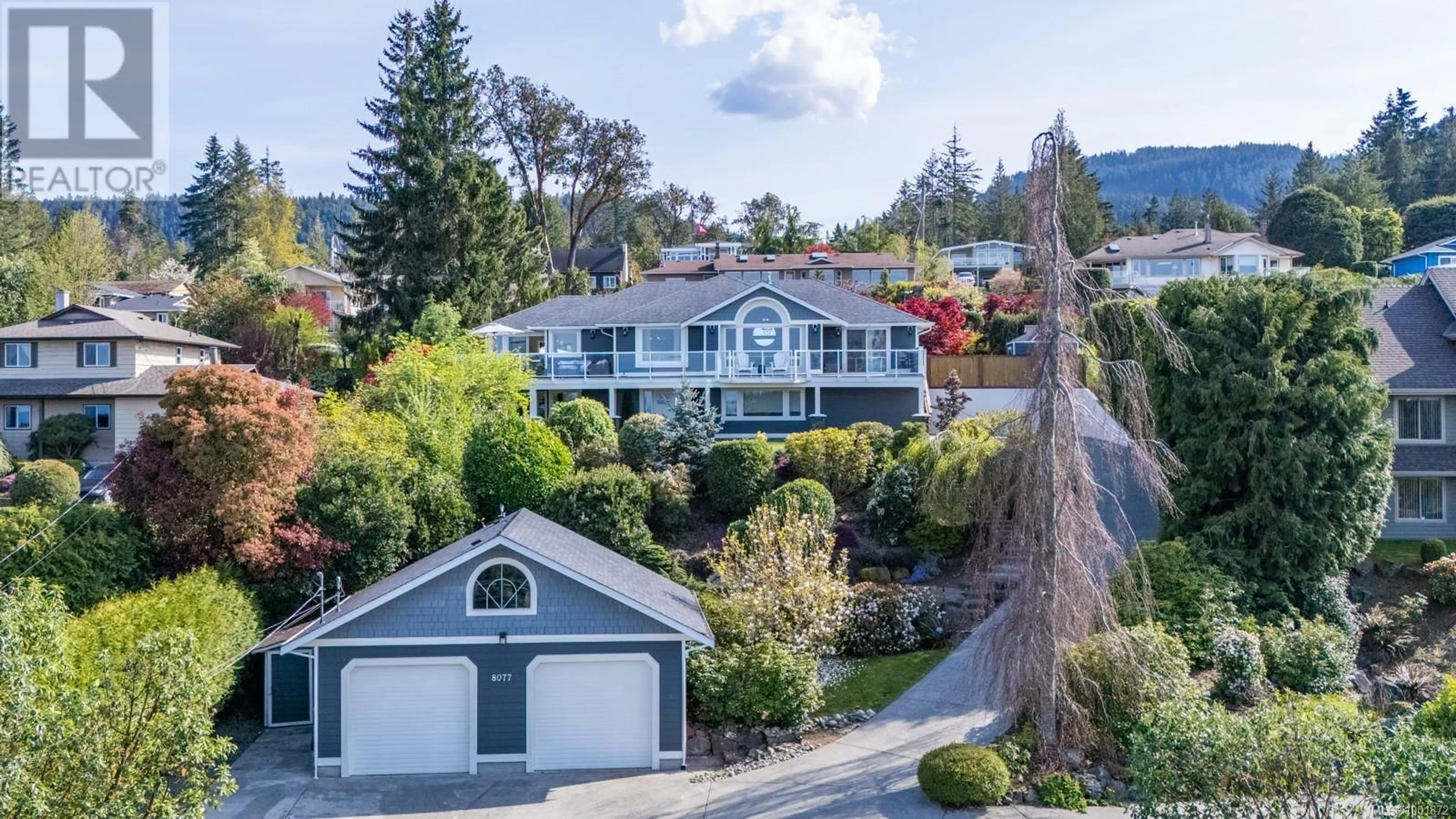 A pic from outside/outdoor area/front of a property/back of a property/a pic from drone, water/lake/river/ocean view for 8077 NORTHWIND DRIVE, Lantzville British Columbia V0R2H0