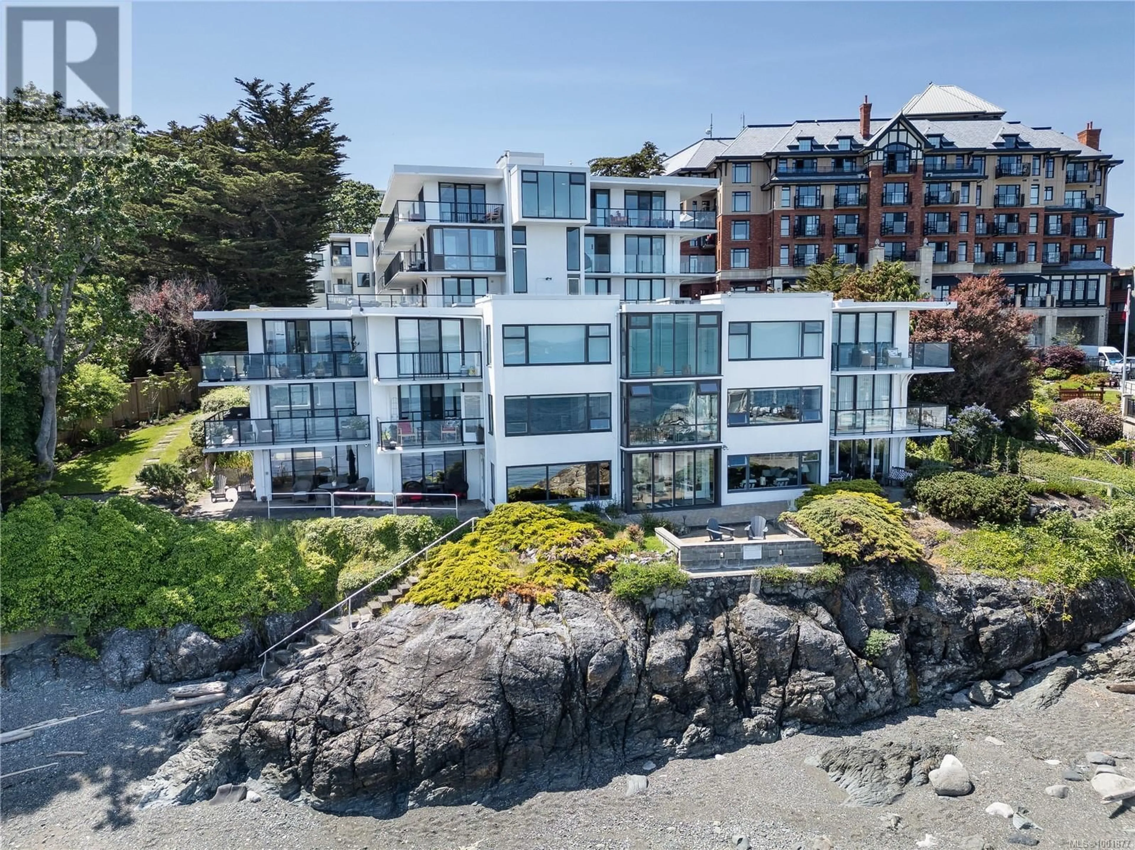 A pic from outside/outdoor area/front of a property/back of a property/a pic from drone, water/lake/river/ocean view for 502 - 1159 BEACH DRIVE, Oak Bay British Columbia V8S2N2