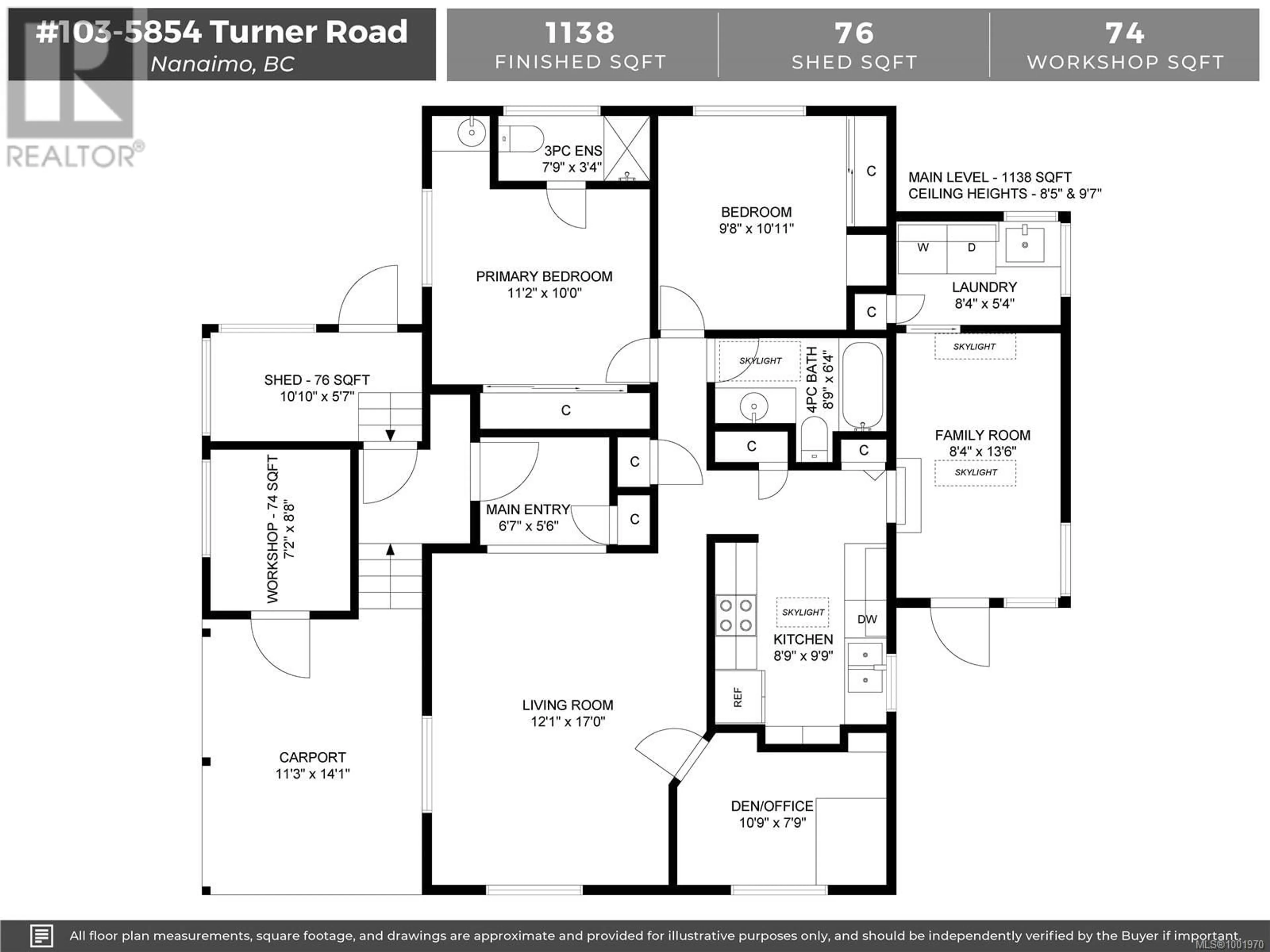Floor plan for 103 - 5854 TURNER ROAD, Nanaimo British Columbia V9T2N6