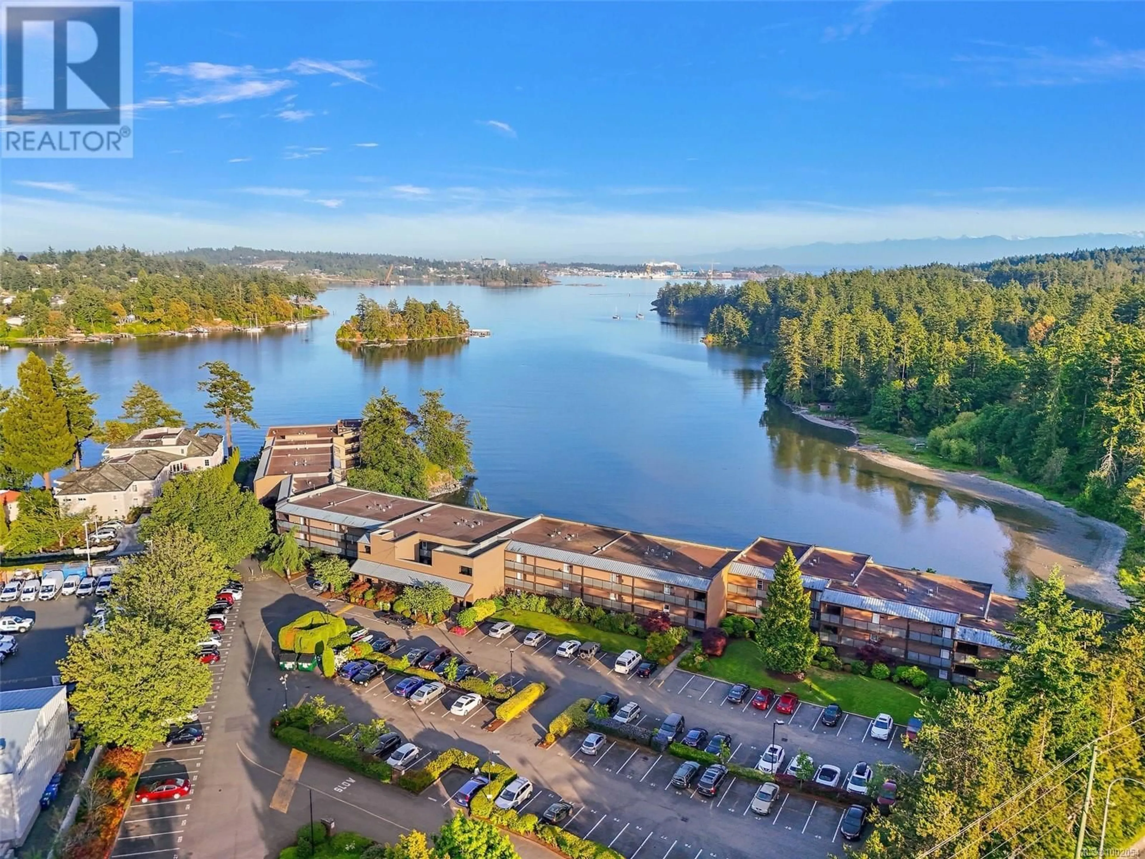 A pic from outside/outdoor area/front of a property/back of a property/a pic from drone, water/lake/river/ocean view for 304 - 485 ISLAND HIGHWAY, View Royal British Columbia V9B5H7