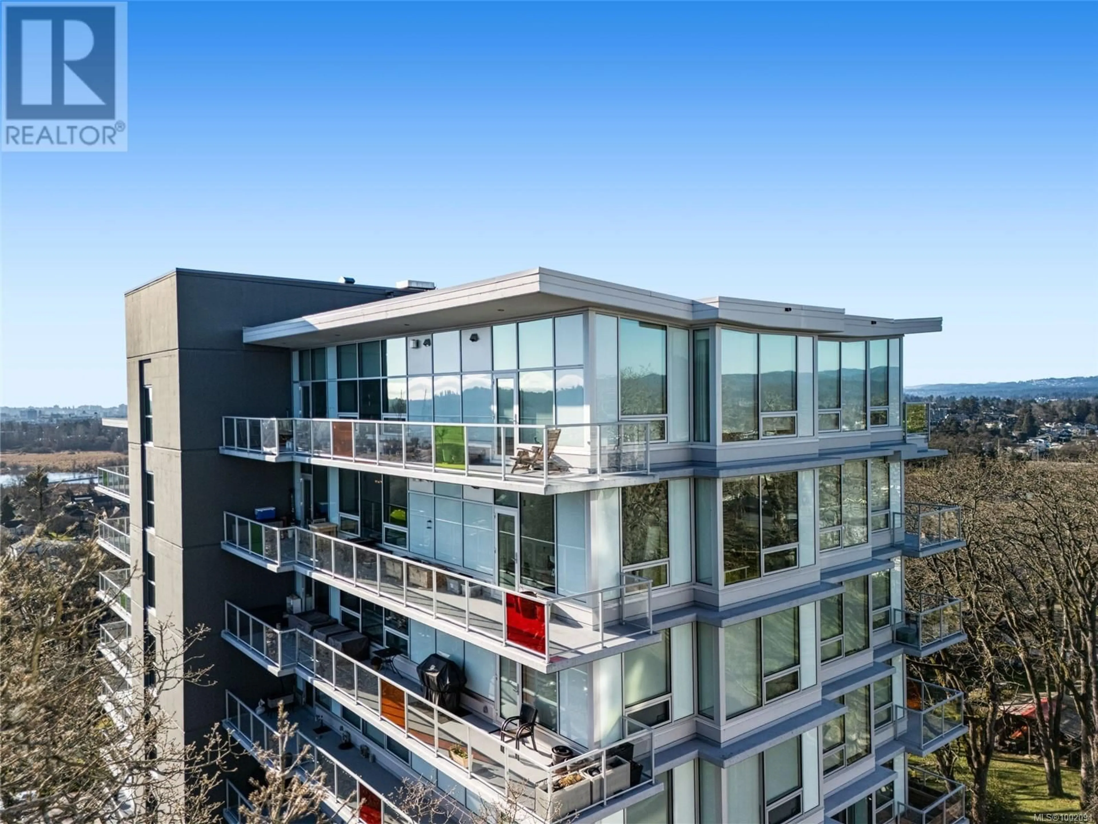 A pic from outside/outdoor area/front of a property/back of a property/a pic from drone, city buildings view from balcony for 805 - 4009 RAINBOW HILL LANE, Saanich British Columbia V8X0B3