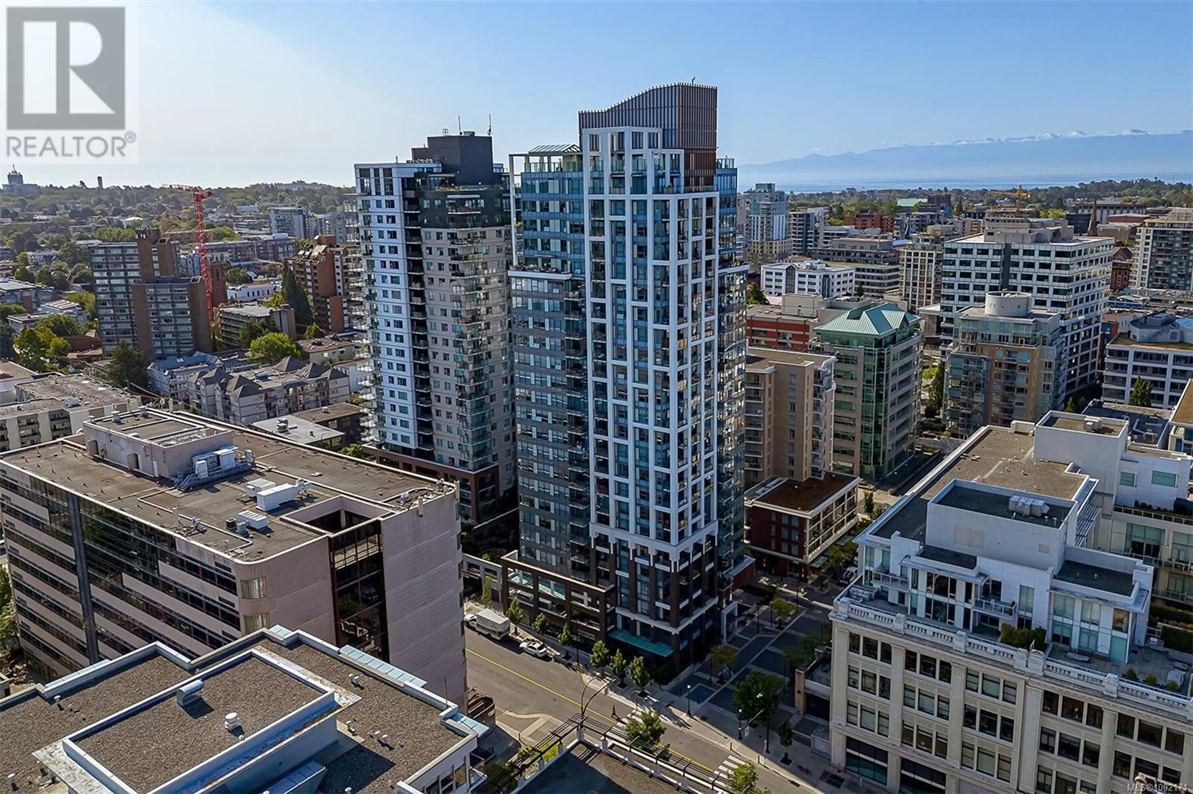 A pic from outside/outdoor area/front of a property/back of a property/a pic from drone, city buildings view from balcony for 2004 - 777 HERALD STREET, Victoria British Columbia V8T0C7