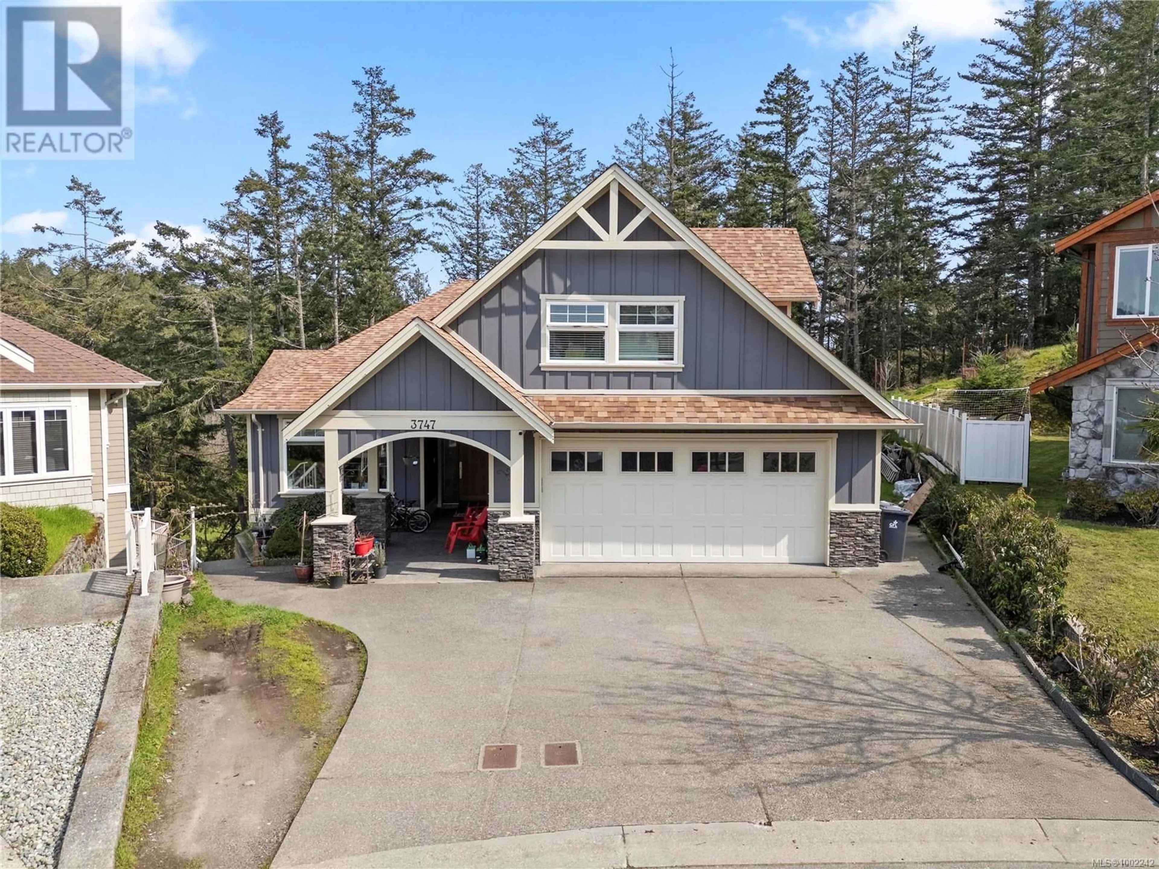 A pic from outside/outdoor area/front of a property/back of a property/a pic from drone, street for 3747 RIDGE POND DRIVE, Langford British Columbia V9C4M8