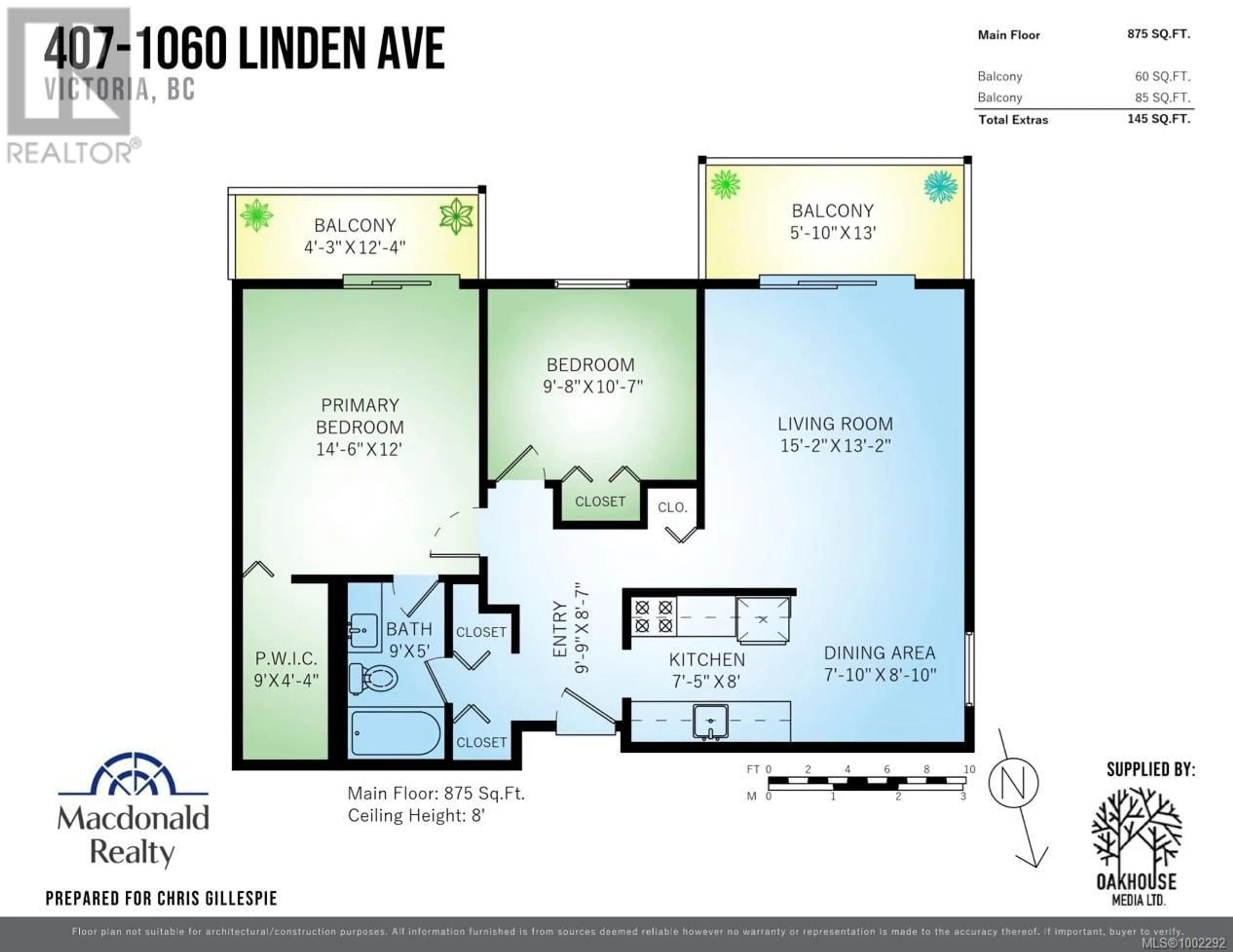 Floor plan for 407 - 1060 LINDEN AVENUE, Victoria British Columbia V8V4H2