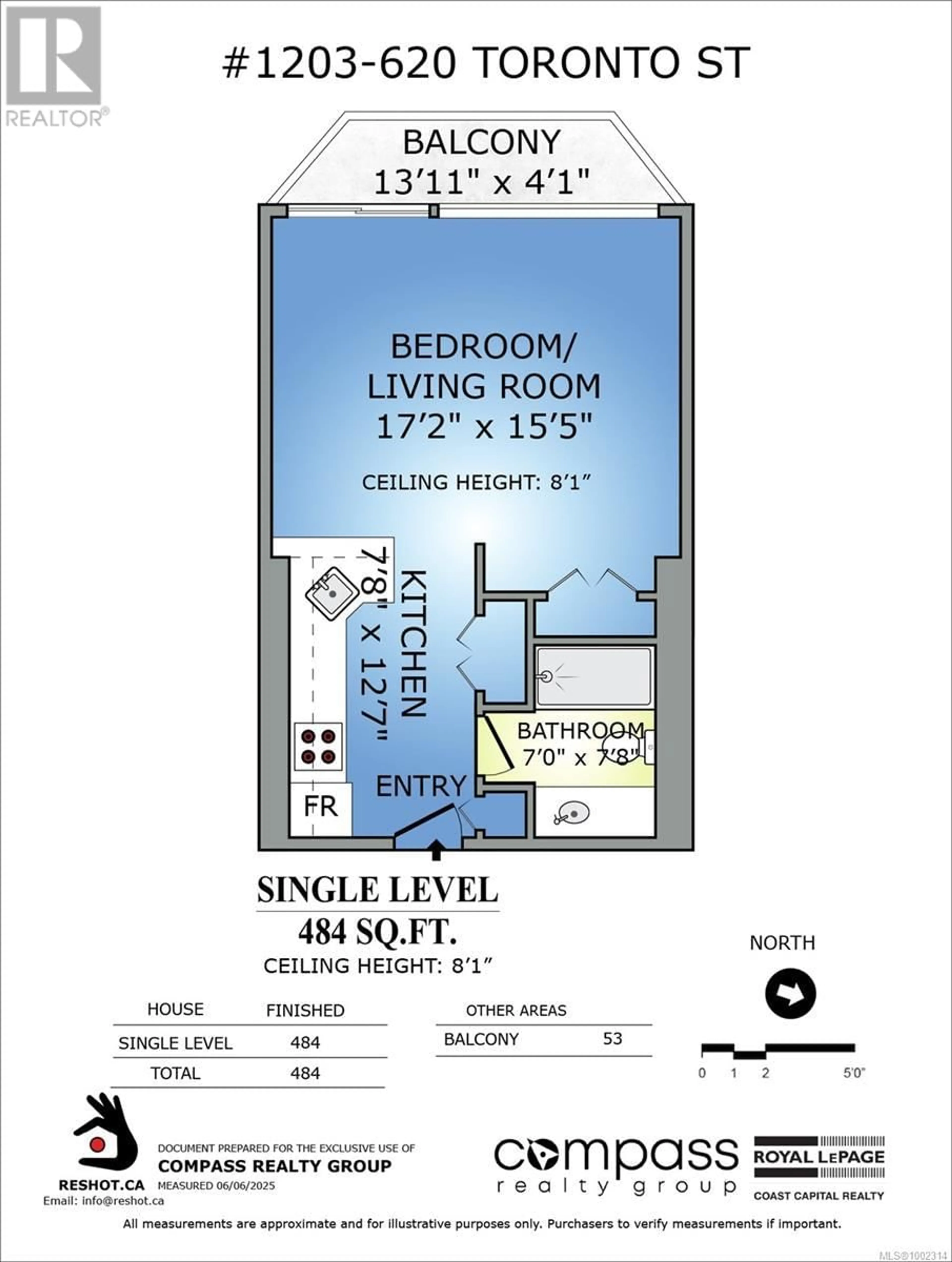 Floor plan for 1203 - 620 TORONTO STREET, Victoria British Columbia V8V1P7