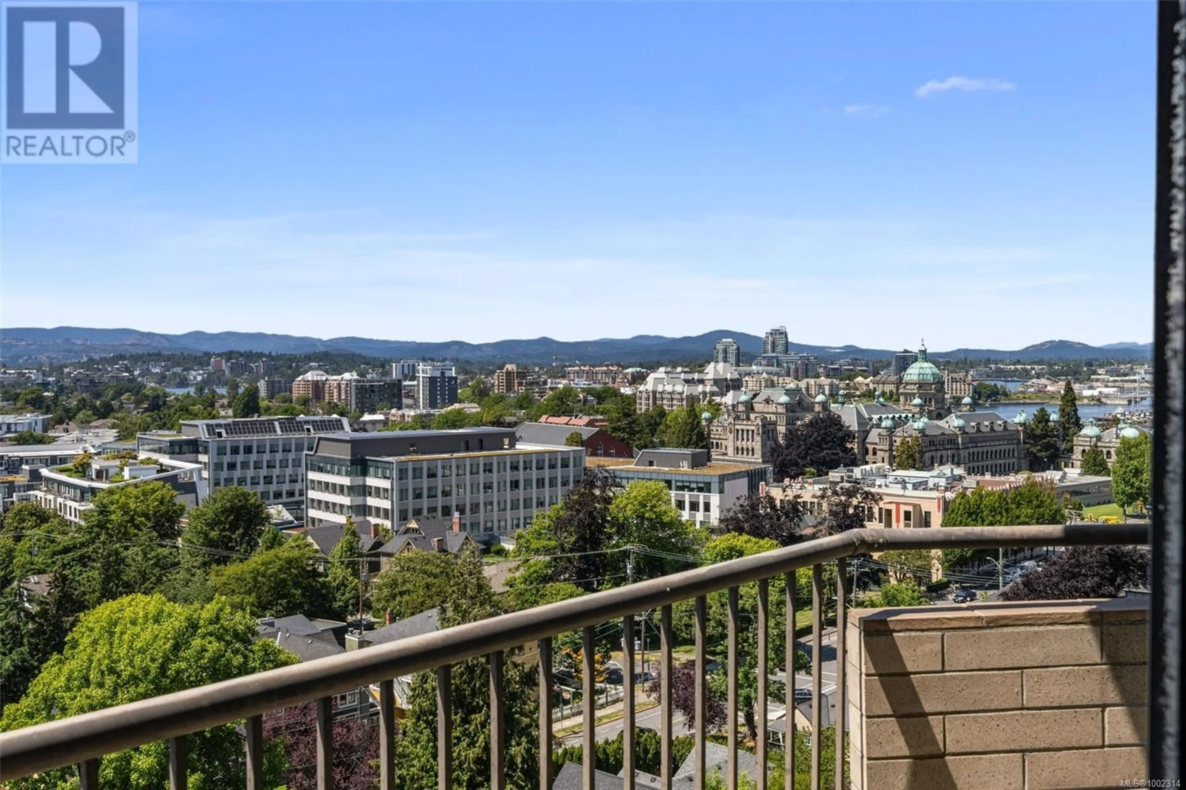 Balcony in the apartment, city buildings view from balcony for 1203 - 620 TORONTO STREET, Victoria British Columbia V8V1P7