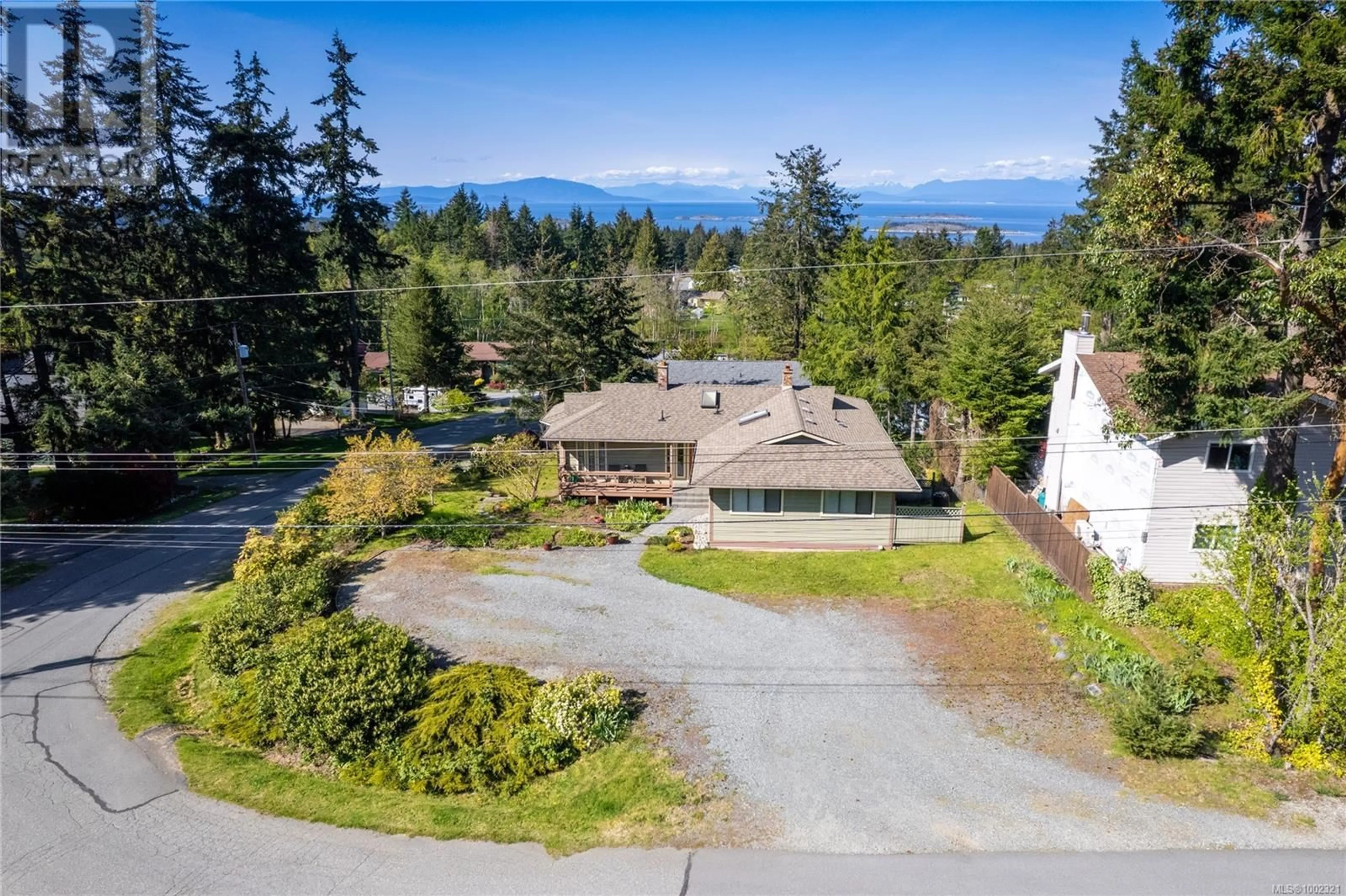 A pic from outside/outdoor area/front of a property/back of a property/a pic from drone, mountain view for 7496 CLARK CRESCENT, Lantzville British Columbia V0R2H0