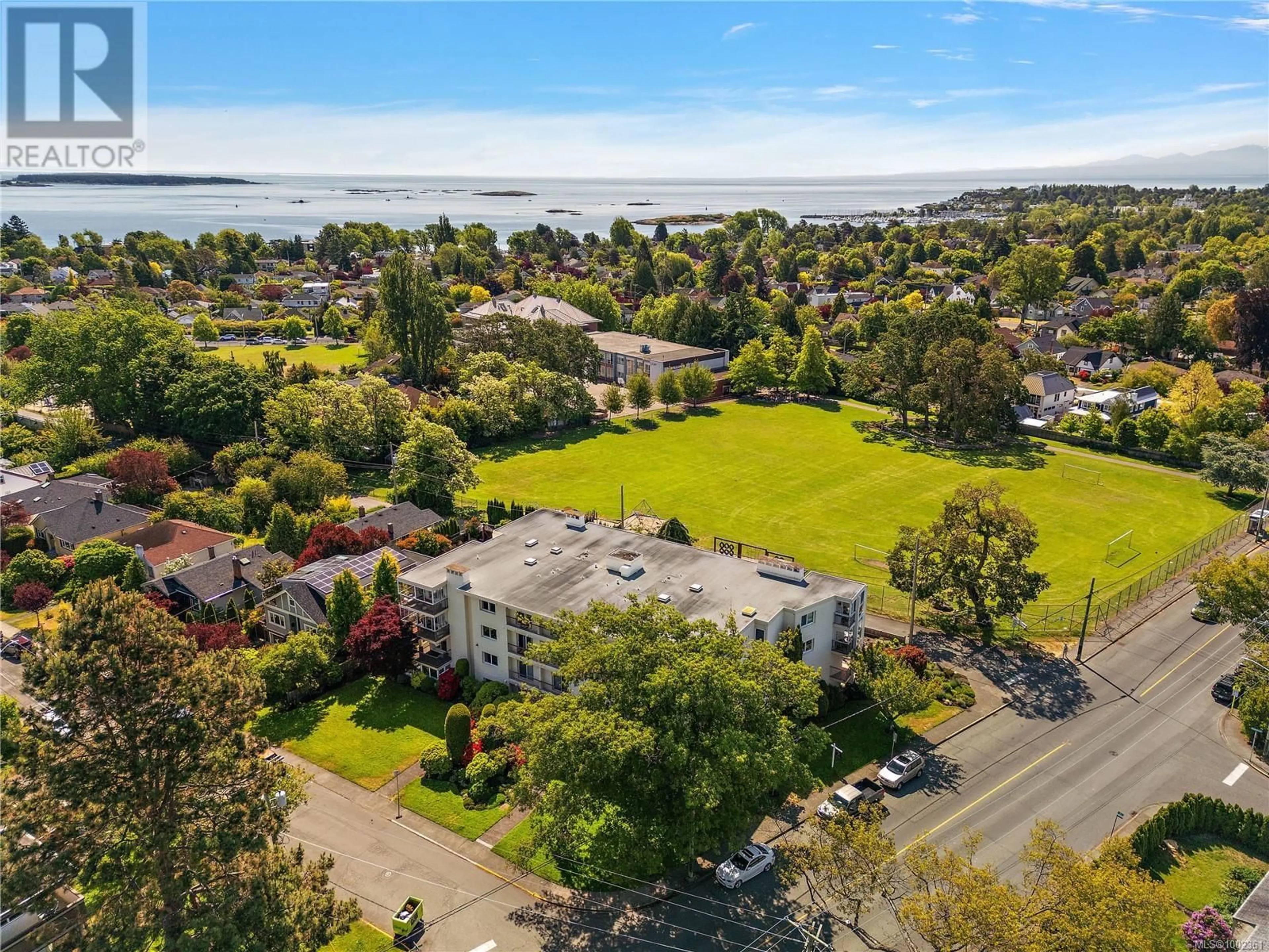 A pic from outside/outdoor area/front of a property/back of a property/a pic from drone, water/lake/river/ocean view for 403 - 2323 HAMIOTA STREET, Oak Bay British Columbia V8R2N1