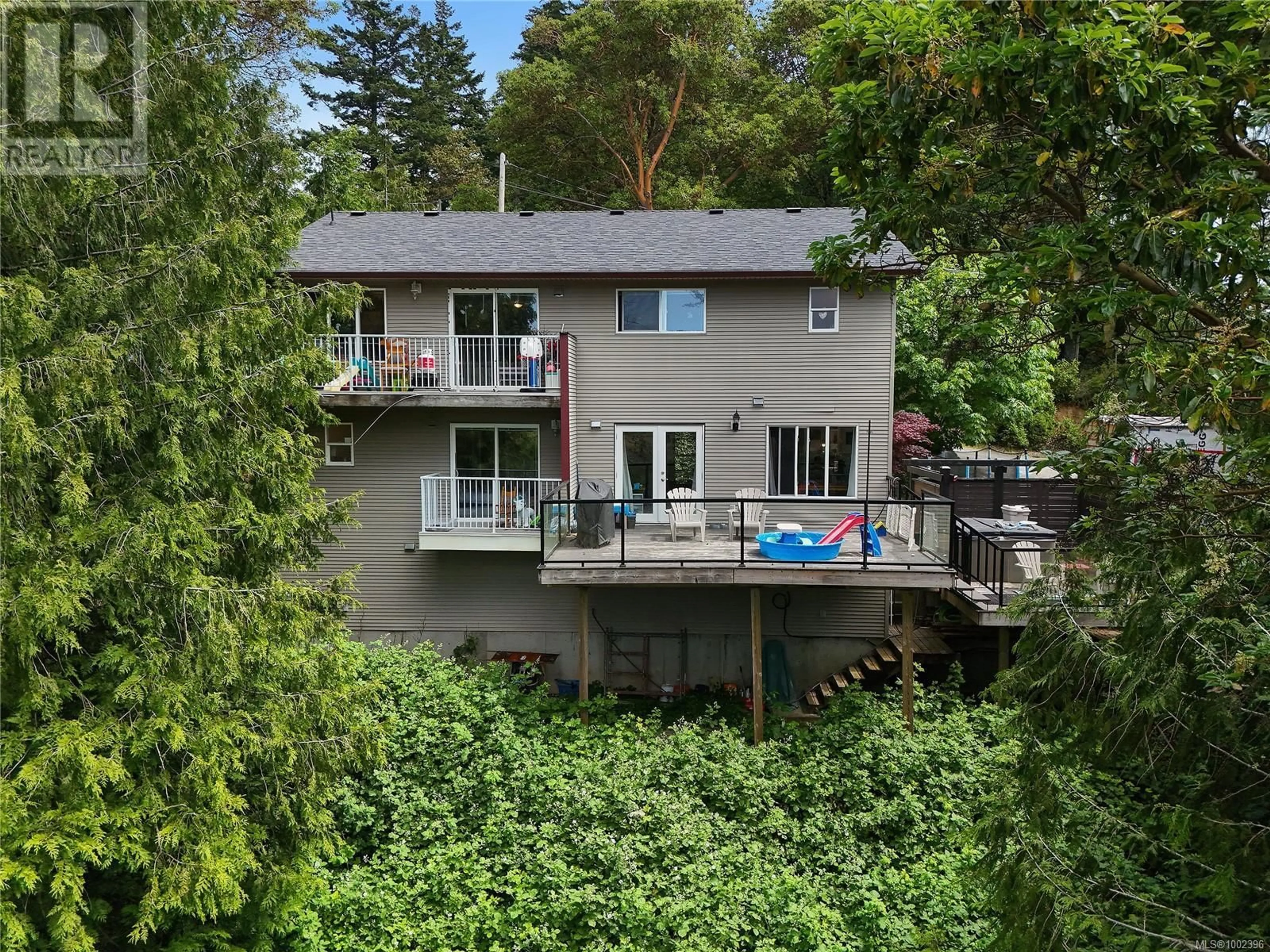 A pic from outside/outdoor area/front of a property/back of a property/a pic from drone, water/lake/river/ocean view for A & B - 3232 LOLEDO PLACE, Langford British Columbia V9C3W6