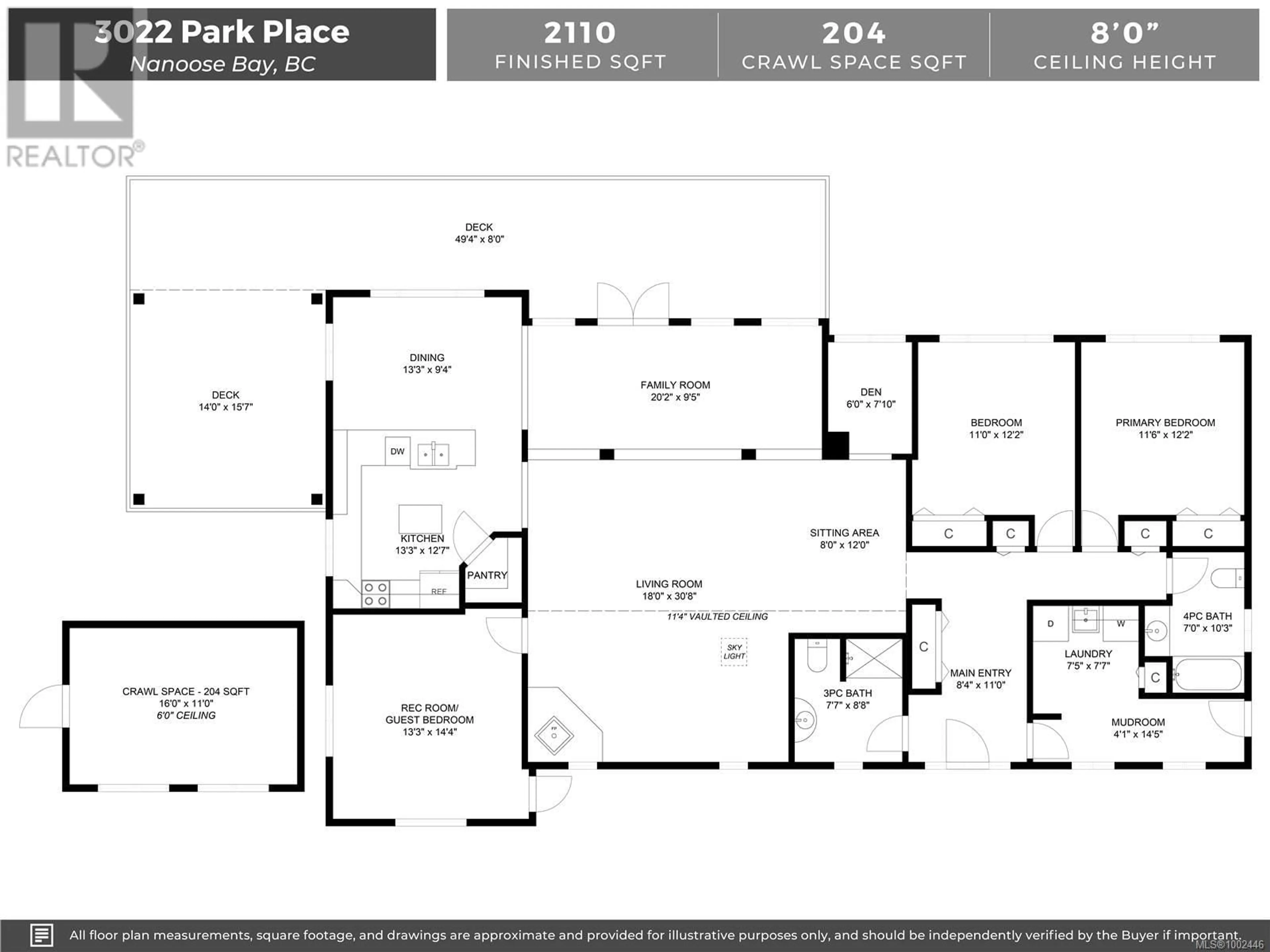 Floor plan for 3022 PARK PLACE, Nanoose Bay British Columbia V9P9J3