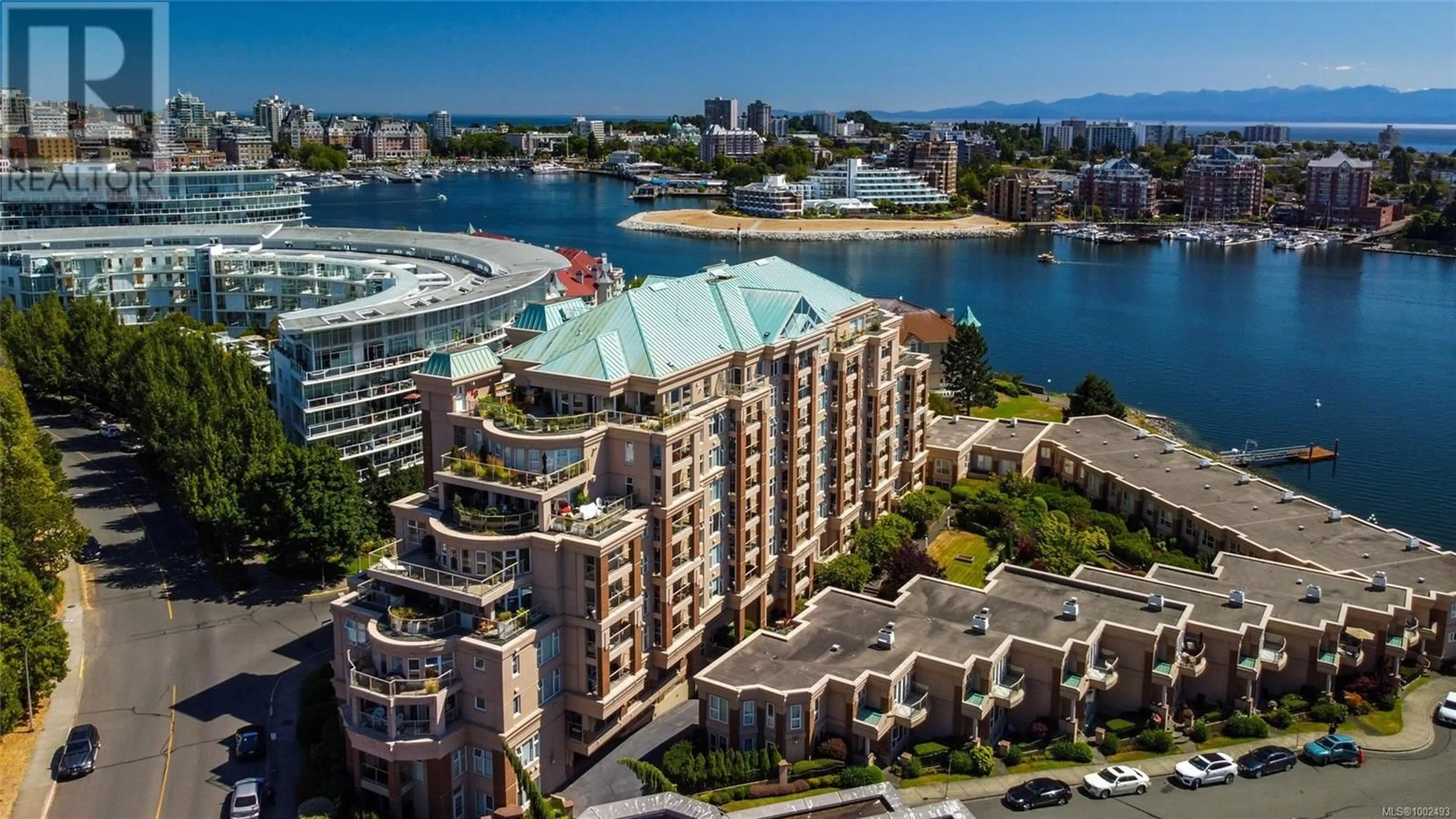 A pic from outside/outdoor area/front of a property/back of a property/a pic from drone, water/lake/river/ocean view for 701 - 75 SONGHEES ROAD, Victoria British Columbia V9A7M5