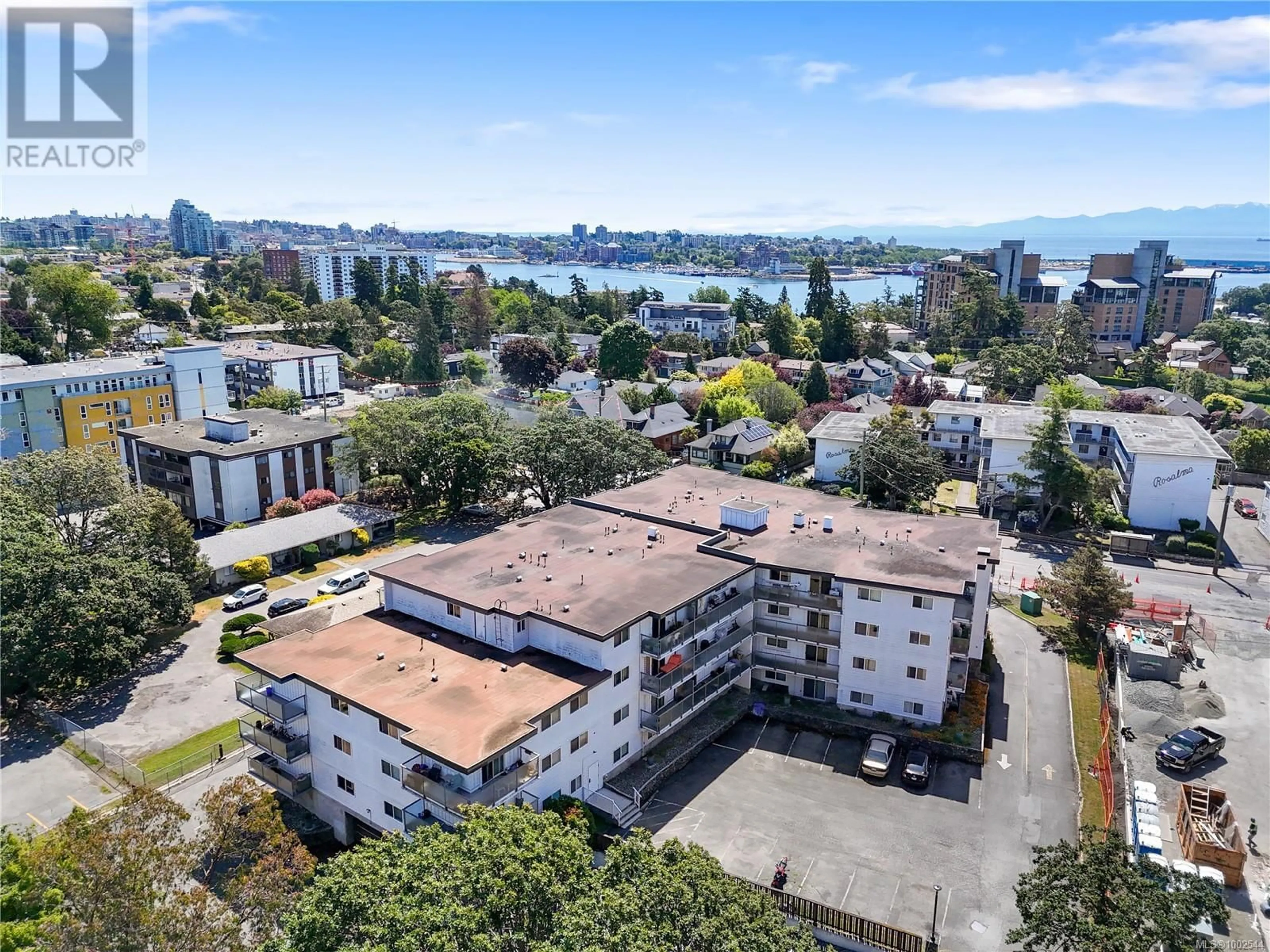 A pic from outside/outdoor area/front of a property/back of a property/a pic from drone, city buildings view from balcony for 303 - 848 ESQUIMALT ROAD, Esquimalt British Columbia V9A6W9