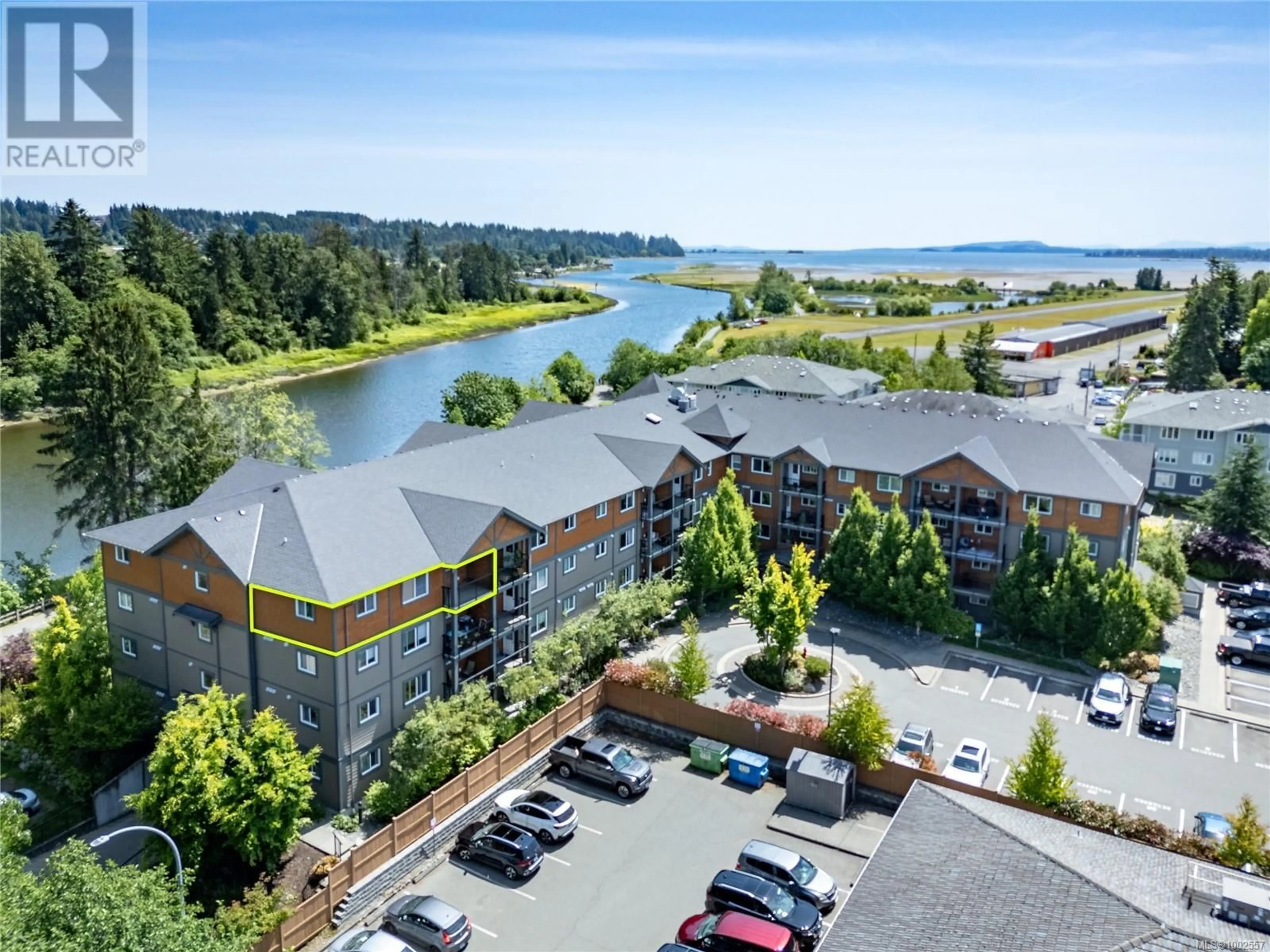 A pic from outside/outdoor area/front of a property/back of a property/a pic from drone, water/lake/river/ocean view for 401 - 1944 RIVERSIDE LANE, Courtenay British Columbia V9N0E5