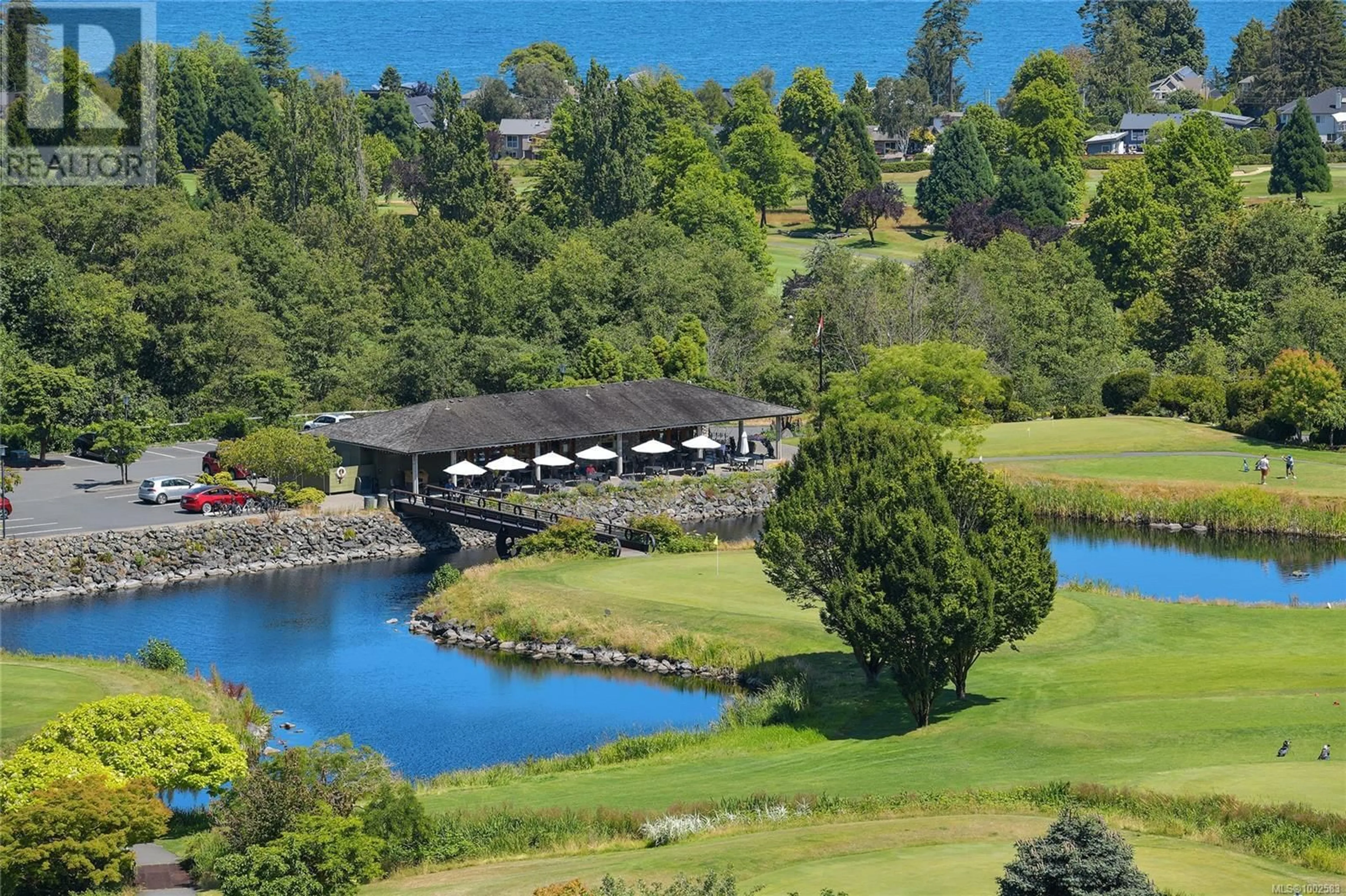 A pic from outside/outdoor area/front of a property/back of a property/a pic from drone, water/lake/river/ocean view for 403 - 5388 HILL RISE TERRACE, Saanich British Columbia V8Y3K3