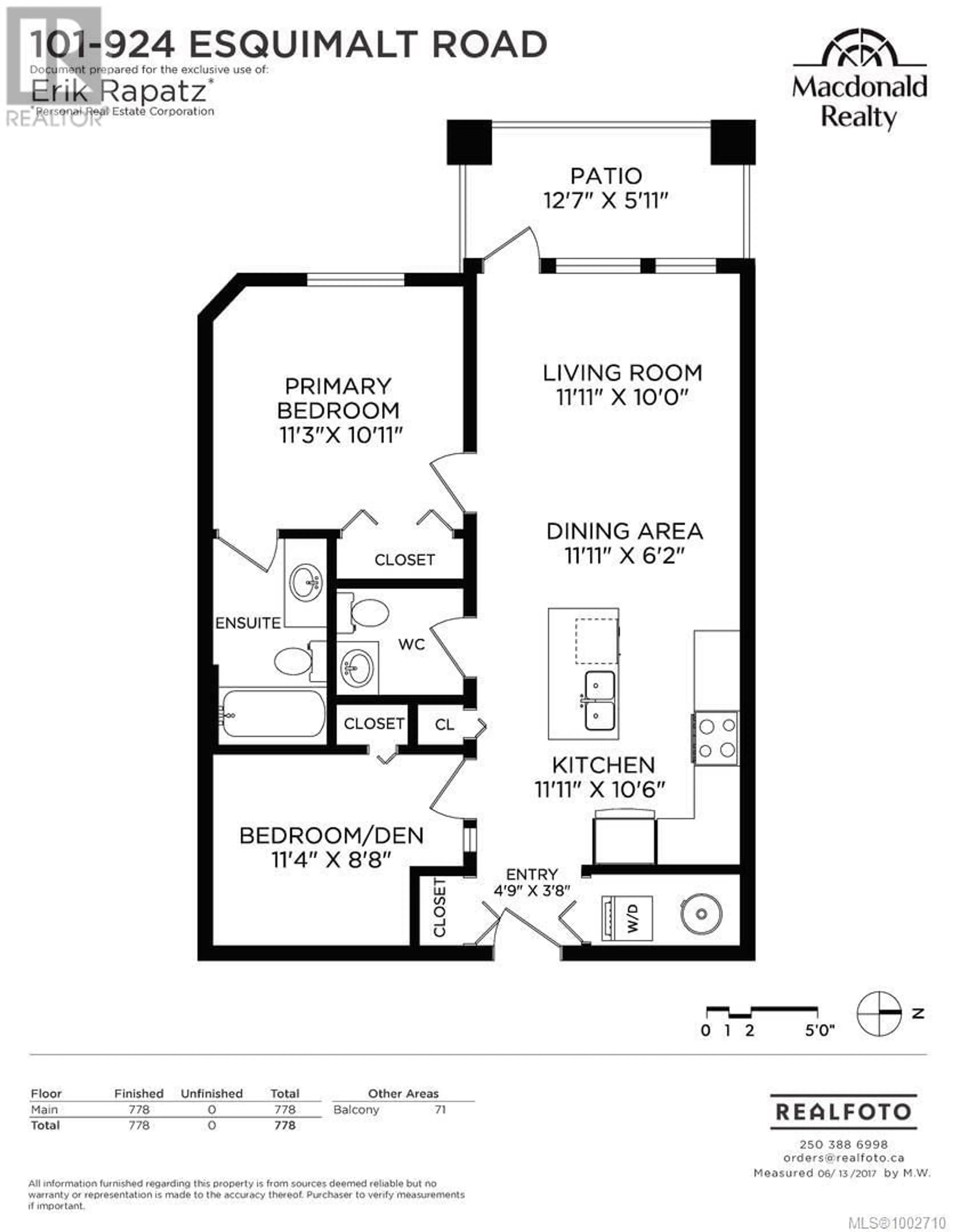Floor plan for 101 - 924 ESQUIMALT ROAD, Esquimalt British Columbia V9A3P2