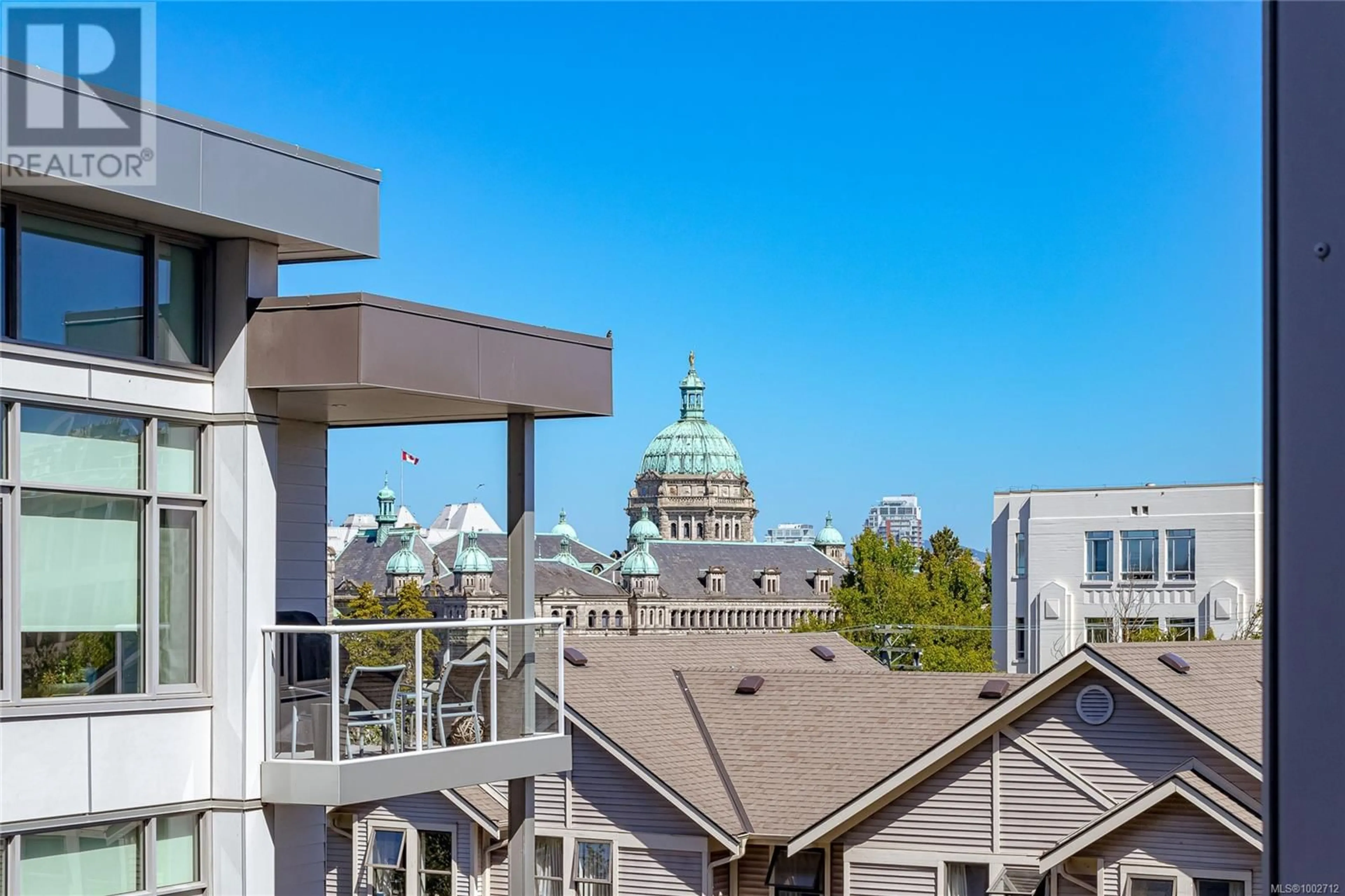 Balcony in the apartment, city buildings view from balcony for 404 - 646 MICHIGAN STREET, Victoria British Columbia V8V0B7
