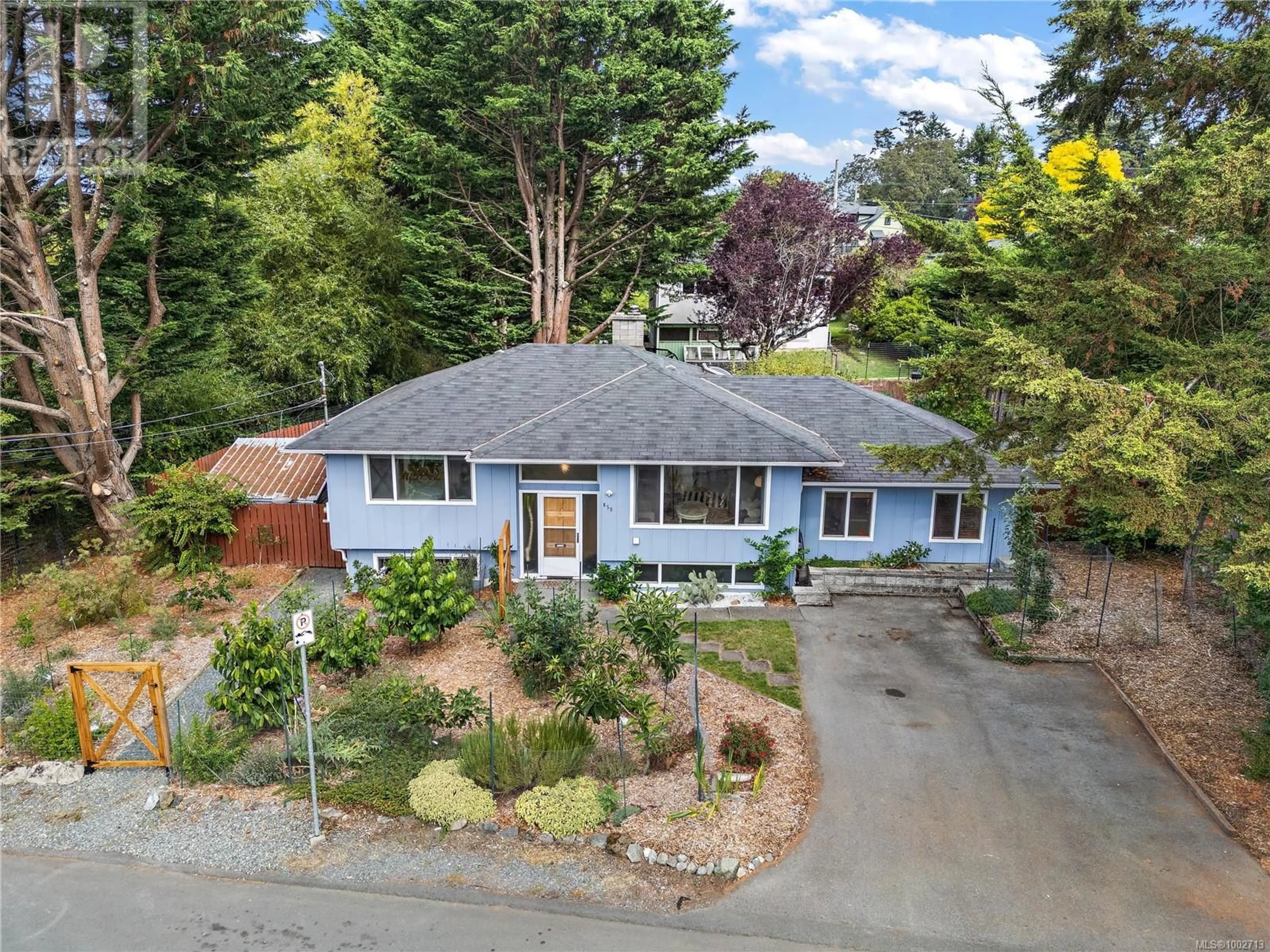 A pic from outside/outdoor area/front of a property/back of a property/a pic from drone, street for 850 BRETT AVENUE, Saanich British Columbia V8X2Z6