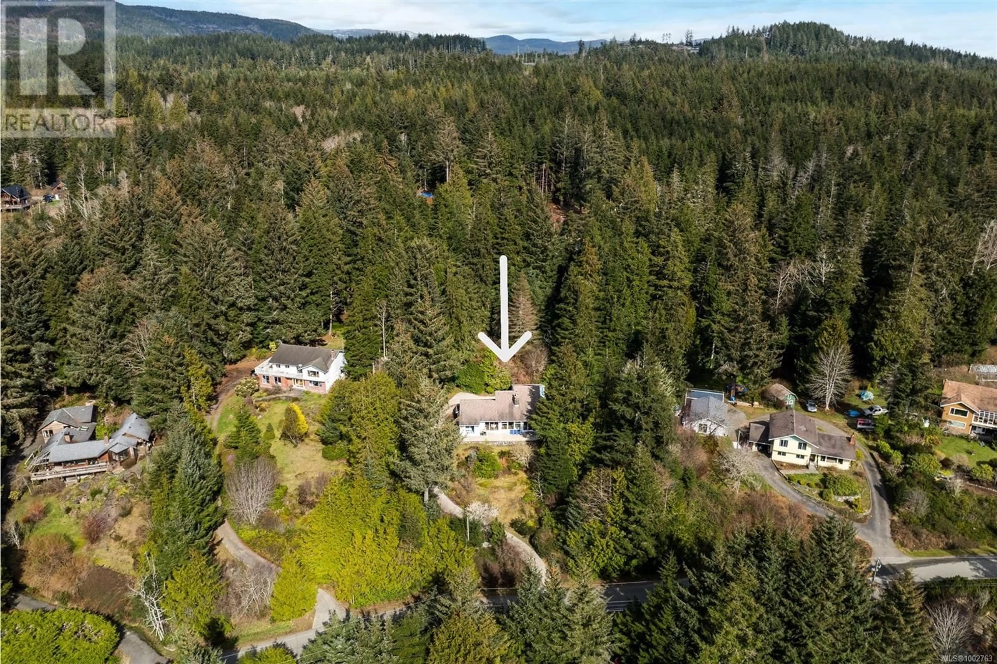 A pic from outside/outdoor area/front of a property/back of a property/a pic from drone, forest/trees view for 2601 SEASIDE DRIVE, Sooke British Columbia V9Z1G7