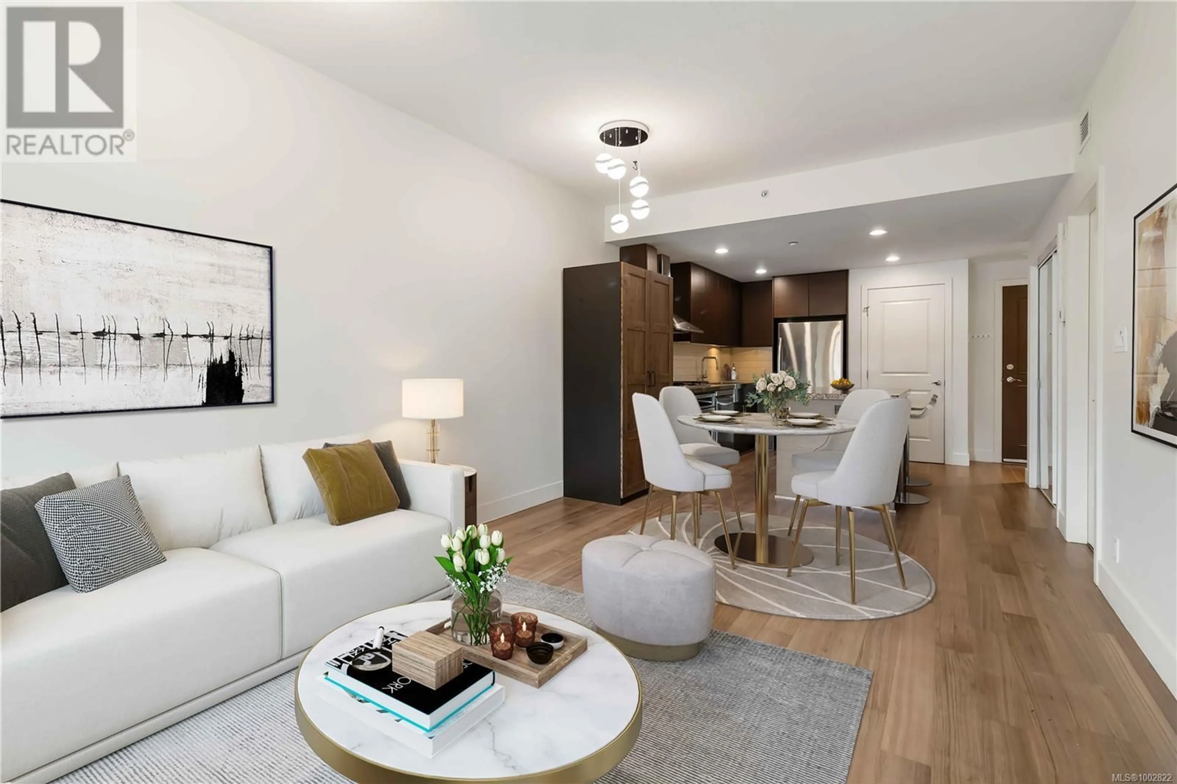 Living room with furniture, wood/laminate floor for 419 - 1400 LYNBURNE PLACE, Langford British Columbia V9B0A4