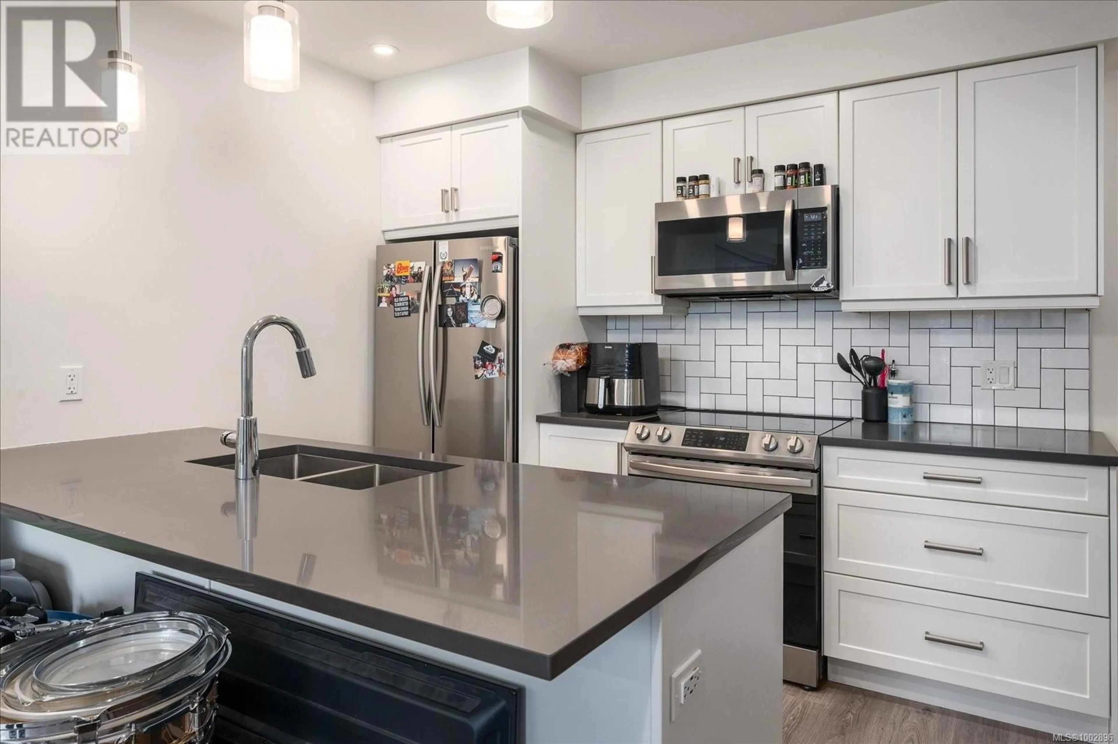 Open concept kitchen, ceramic/tile floor for 201 - 119 HALIBURTON STREET, Nanaimo British Columbia V9R4V9