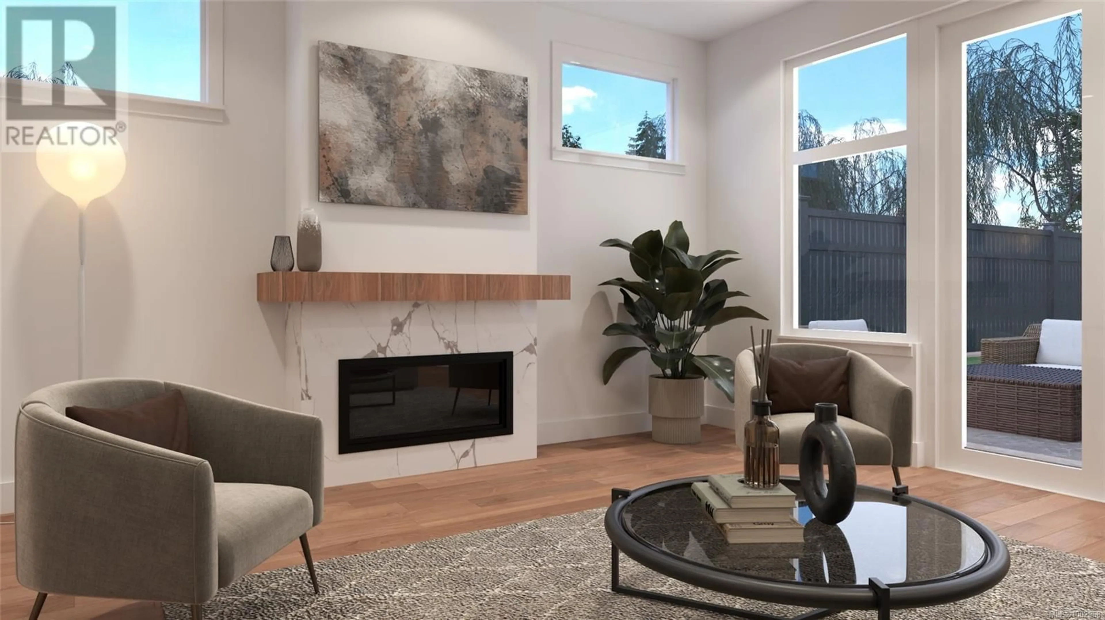 Living room with furniture, wood/laminate floor for 9371 WEBSTER PLACE, Sidney British Columbia V8L2R9