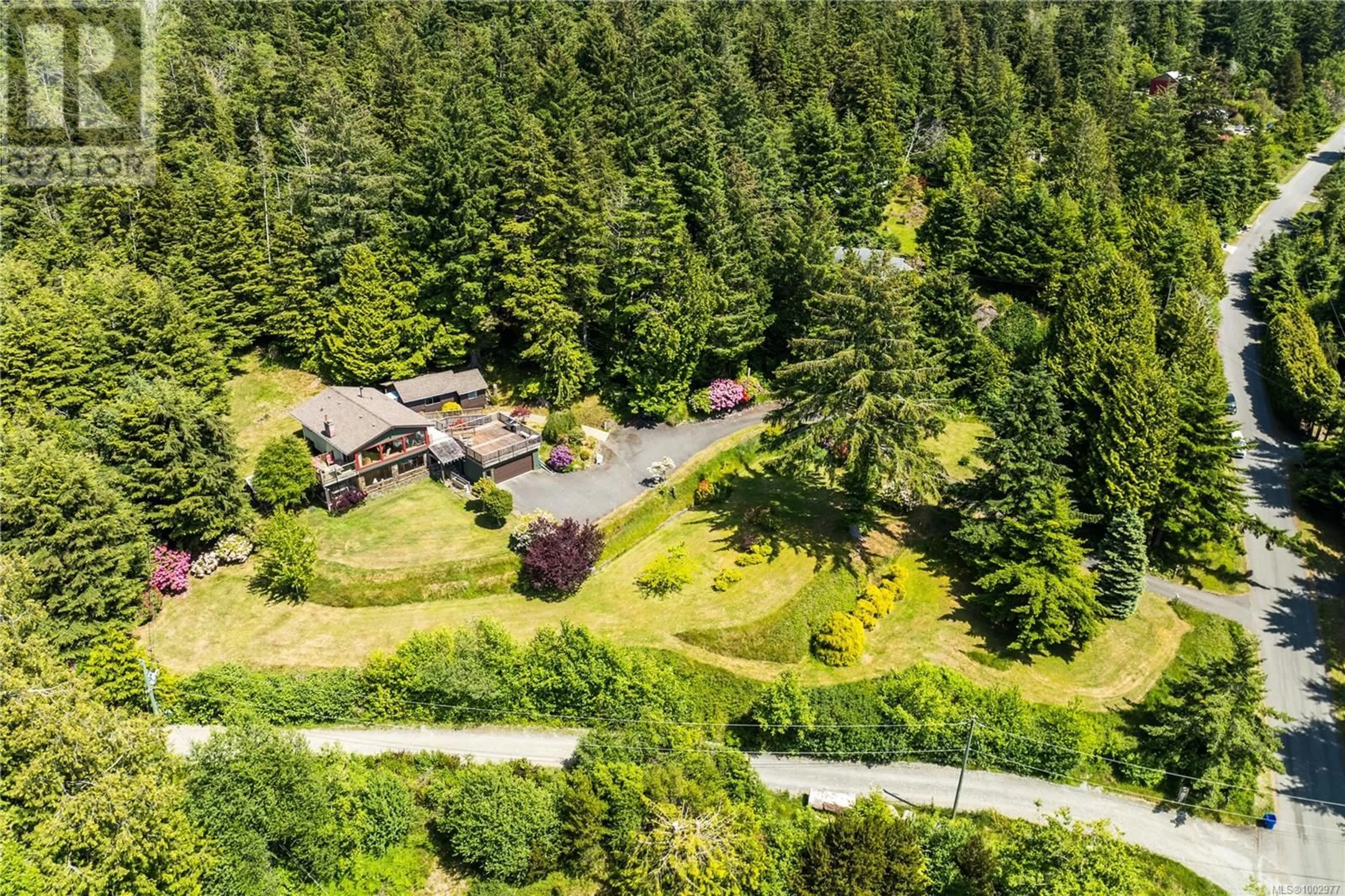 A pic from outside/outdoor area/front of a property/back of a property/a pic from drone, forest/trees view for 2623 SEASIDE DRIVE, Sooke British Columbia V9Z1G7