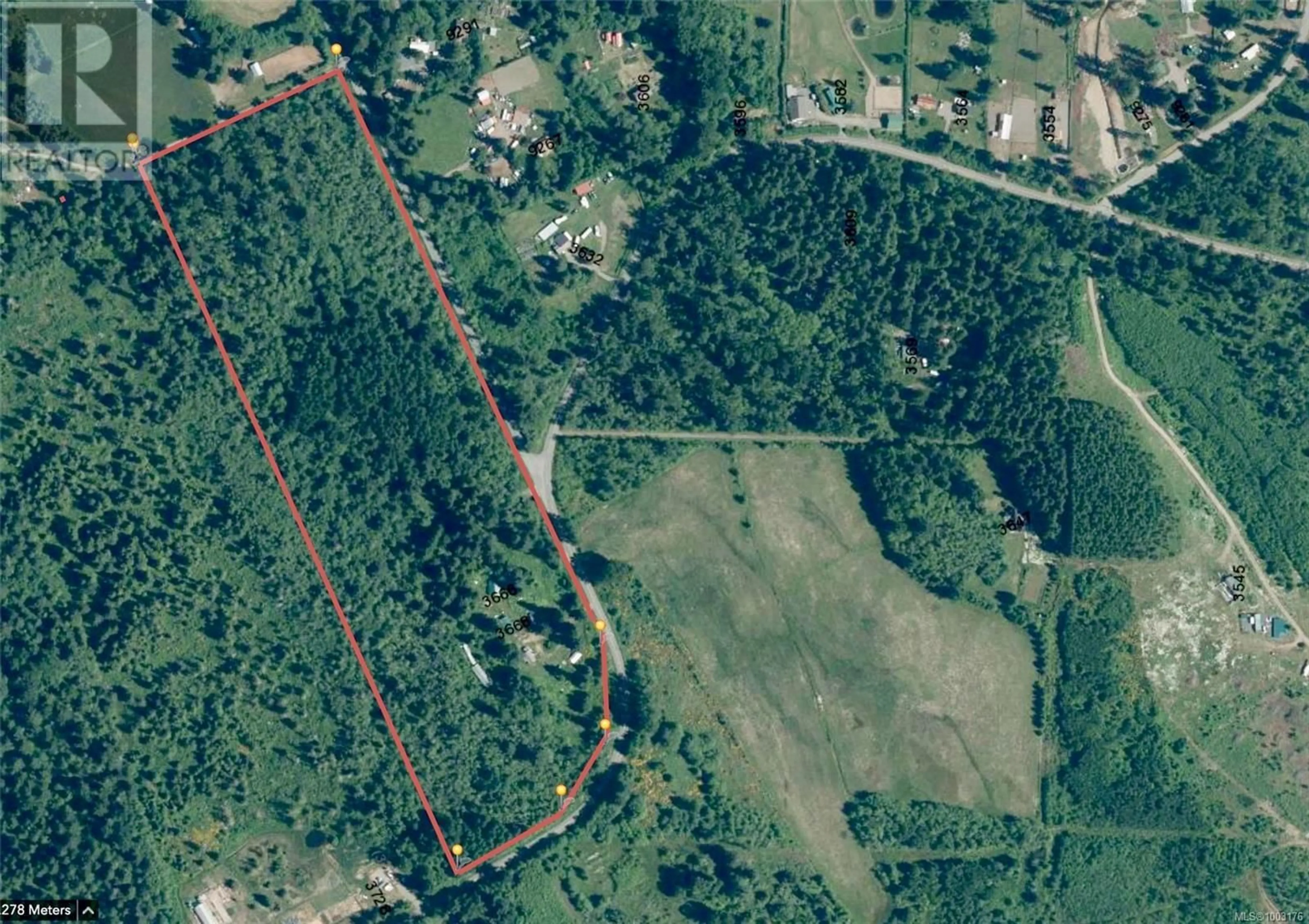 A pic from outside/outdoor area/front of a property/back of a property/a pic from drone, forest/trees view for 3666 MACAULAY ROAD, Oyster River British Columbia V9J1C7