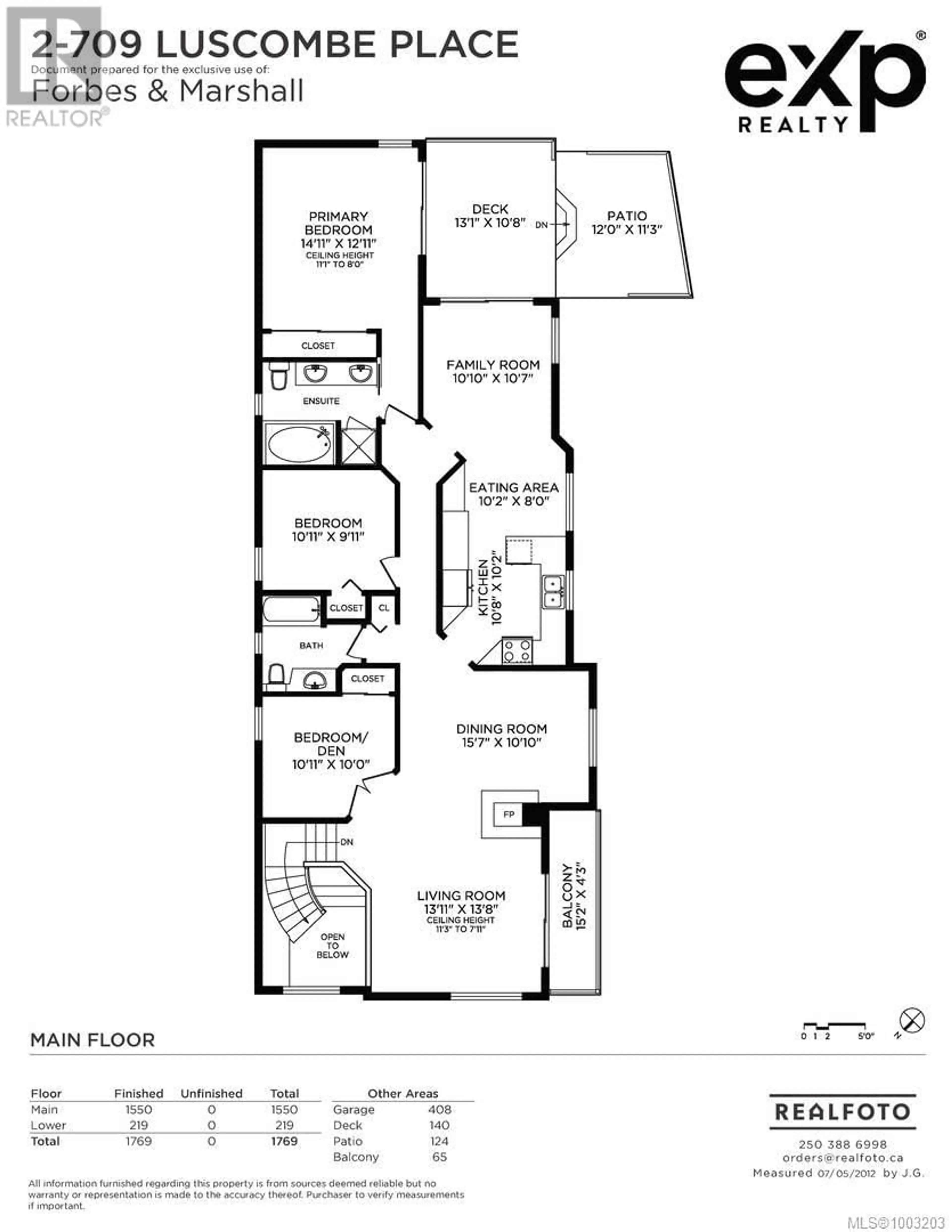 Floor plan for 2 - 709 LUSCOMBE PLACE, Esquimalt British Columbia V9A7L6