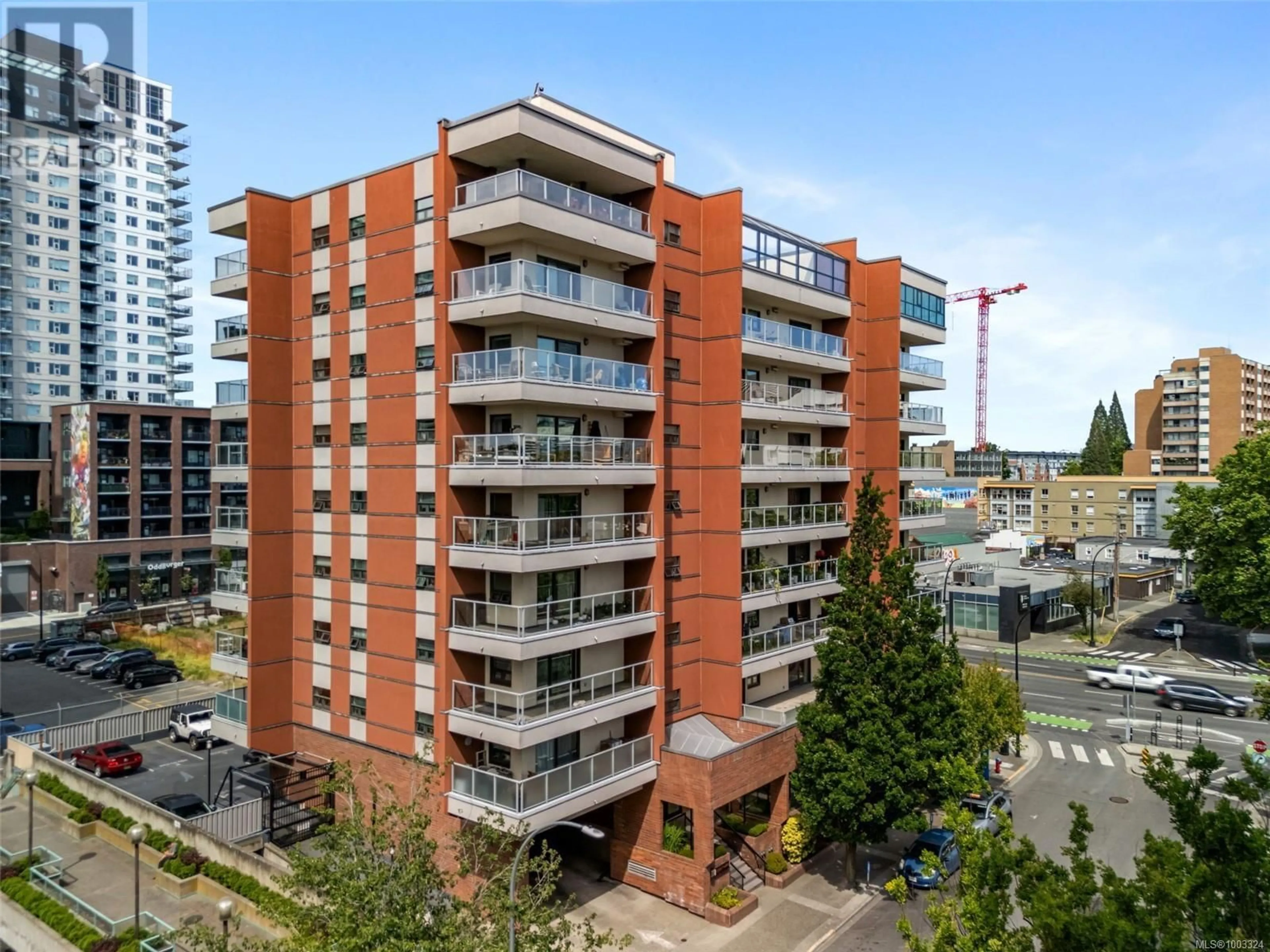 A pic from outside/outdoor area/front of a property/back of a property/a pic from drone, city buildings view from balcony for 604 - 770 CORMORANT STREET, Victoria British Columbia V8W3J3